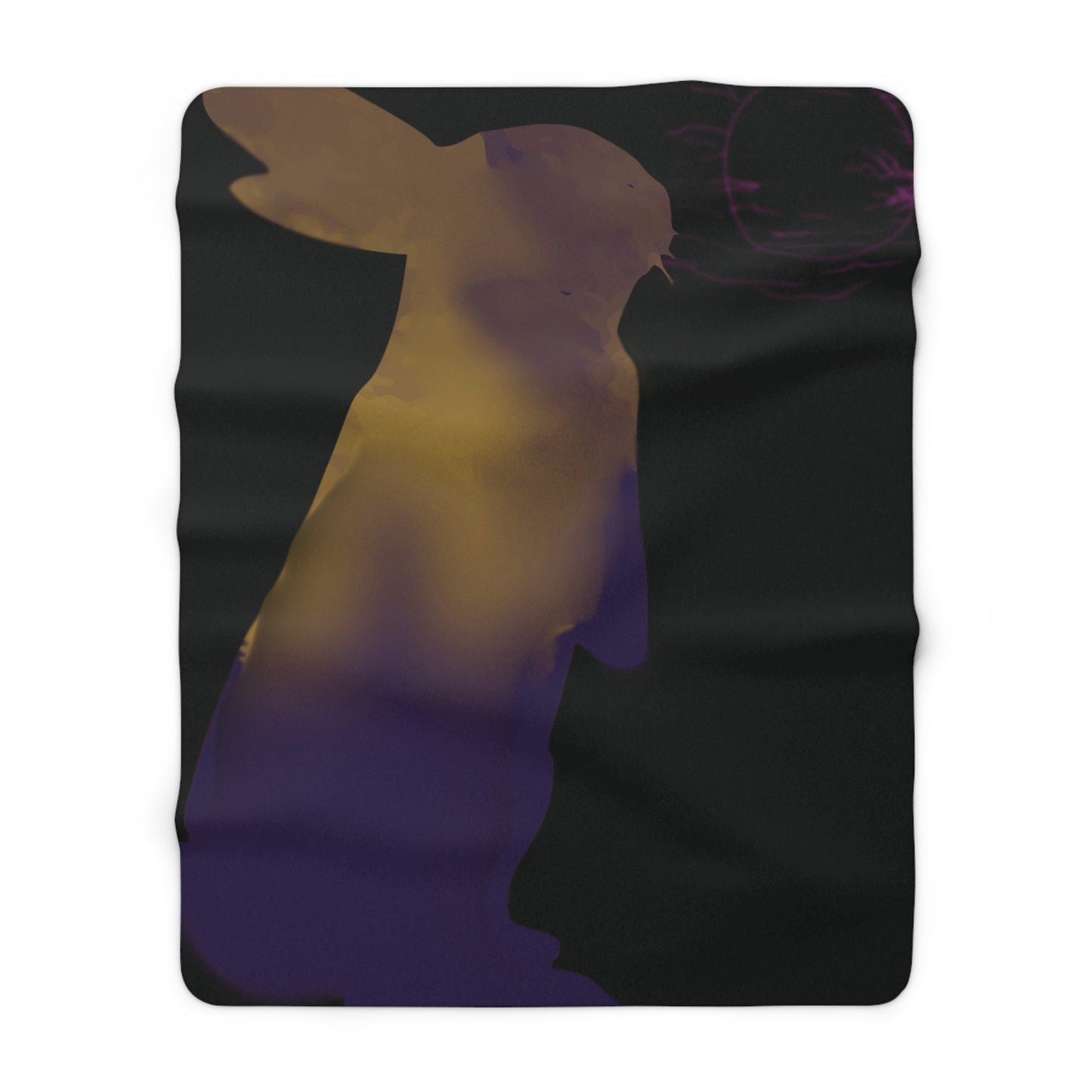 Rabbit Moon Black Sherpa Fleece Blanket, Bunny, Sleep, Calm, Home Decor, Warm, Soft, Cozy, Gender Neutral, Gift, Throw, 50x60 60x80
