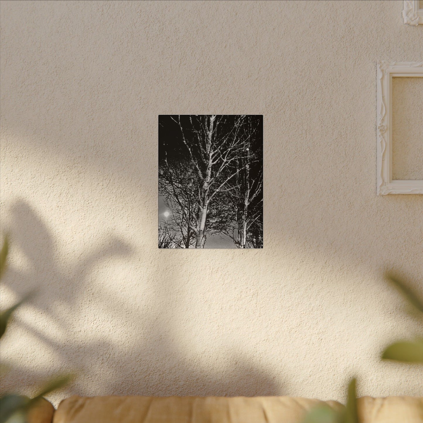 Canvas Wrap Worm Moon, Night Tree, Dark, Moon, Black and White, Photo, Artwork, Wall Art, Decor, Nature, Halloween, Gift, Eco, Matte Canvas
