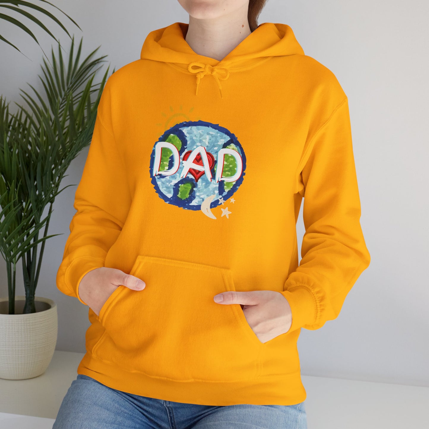 DAD Hooded Sweatshirt - Whole World Sun Moon & Stars Heart Love Fathers Day Gift for Men