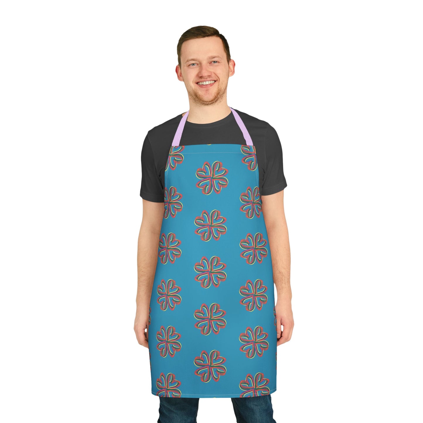 Apron, Turquoise Floral Unisex Chefs Apron, Grilling Cooking Kitchen Gender Neutral Gifts Women Men Friends Teens Birthday Christmas