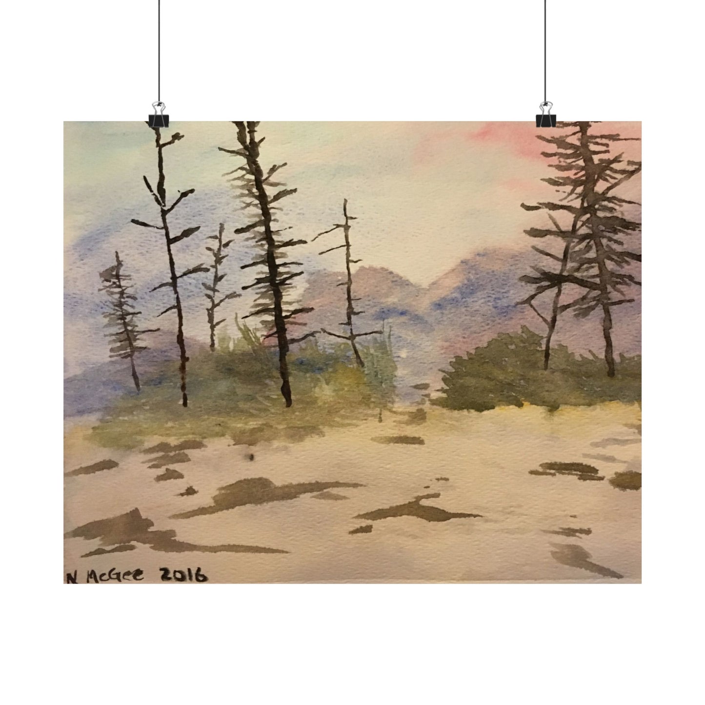 Glacier National Park After Fire, Original Watercolor Print, Premium Matte Poster, Mountains, Nature, Trees, Forest, Artwork, Wall Art, Gift