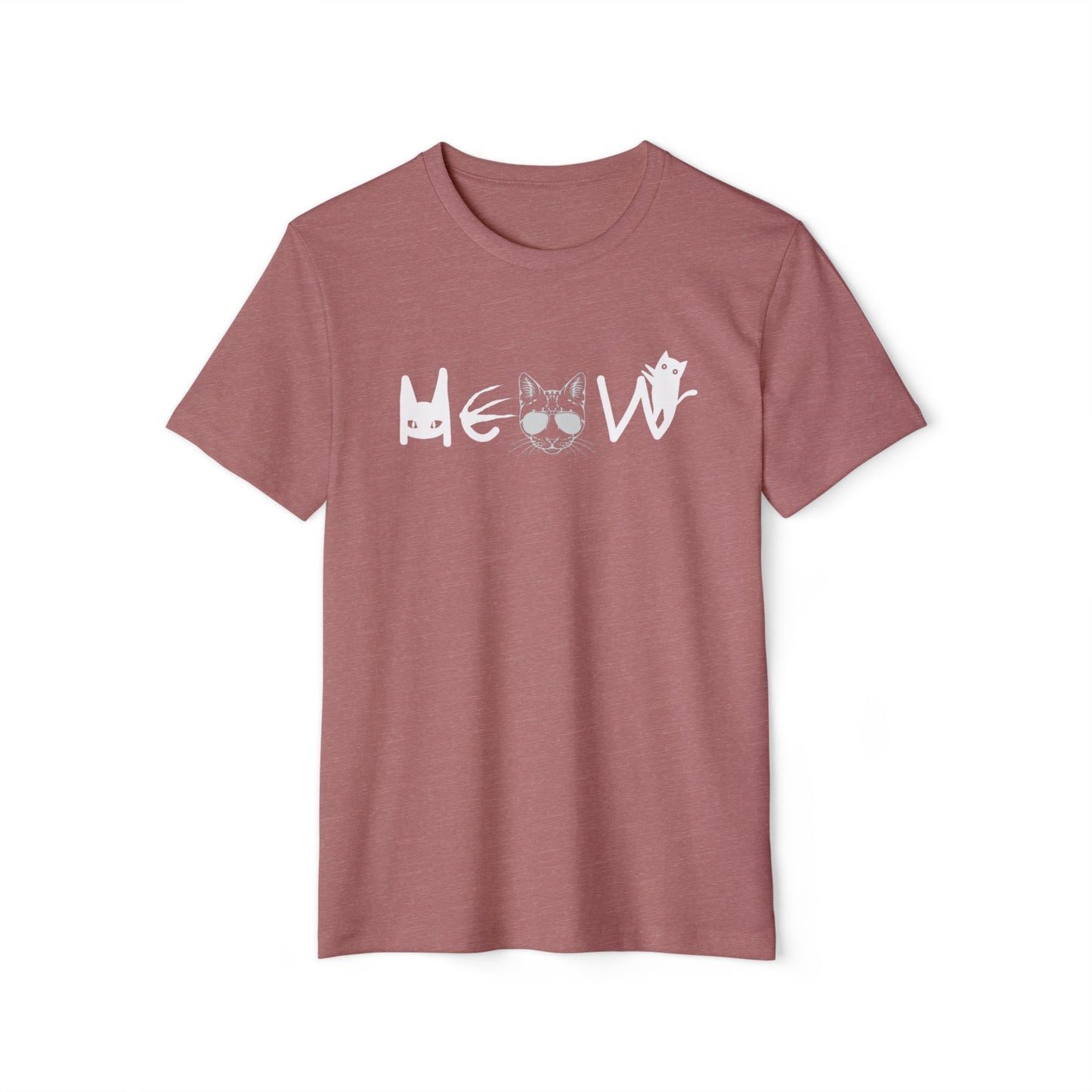 Meow Cats Recycled T-Shirt, Unisex Cat Lover Tee, Eco-Friendly Clothing, Animal Print Shirt, Sustainable Fashion Gift