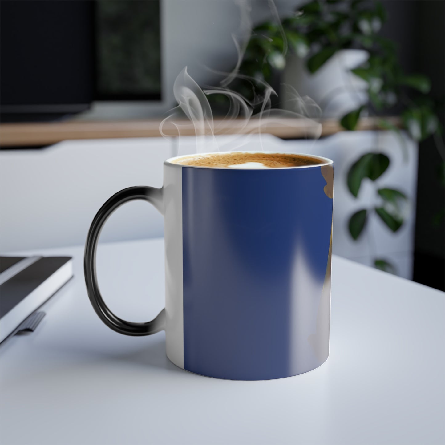 Rabbit Moon Blue Color Morphing Mug 11oz - Heat Reactive Ceramic Coffee Tea Cup