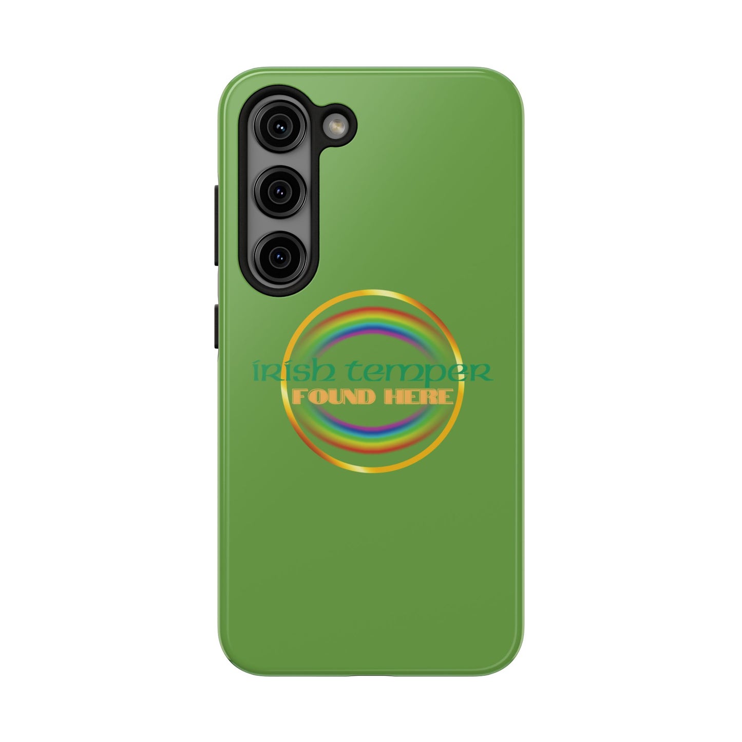 Green Irish Temper Found Here Tough Phone Cases, iPhone & Samsung cases, wireless charging, gifts, St Patricks Day, Birthday, Christmas