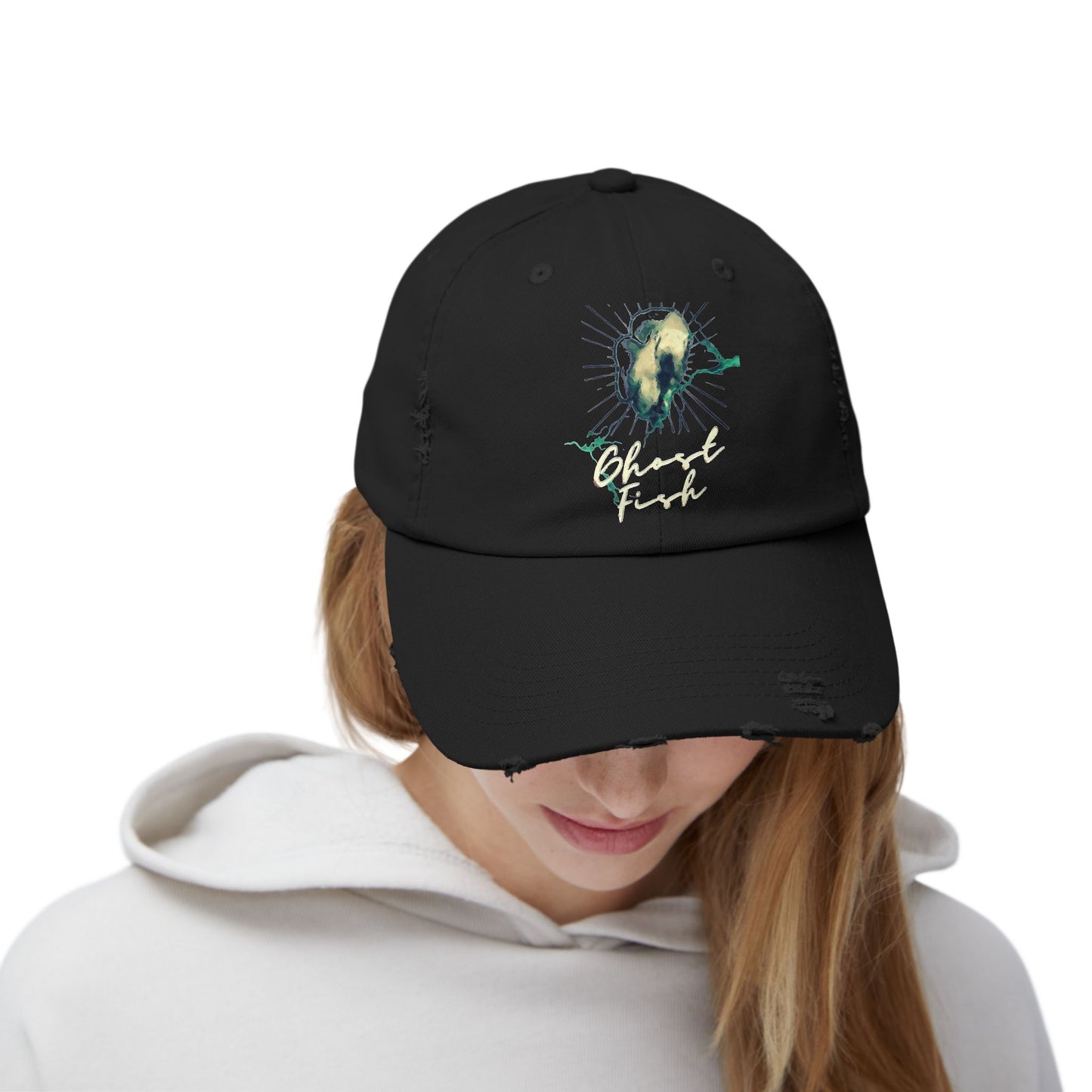 Ghost Fish Unisex Distressed Cap