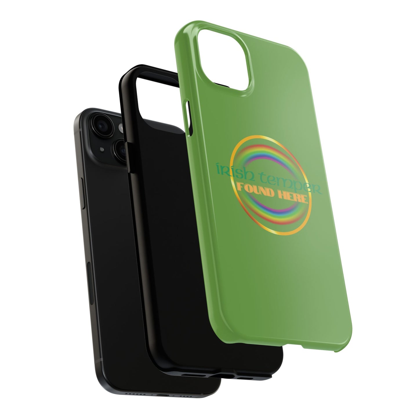 Green Irish Temper Found Here Tough Phone Cases, iPhone & Samsung cases, wireless charging, gifts, St Patricks Day, Birthday, Christmas