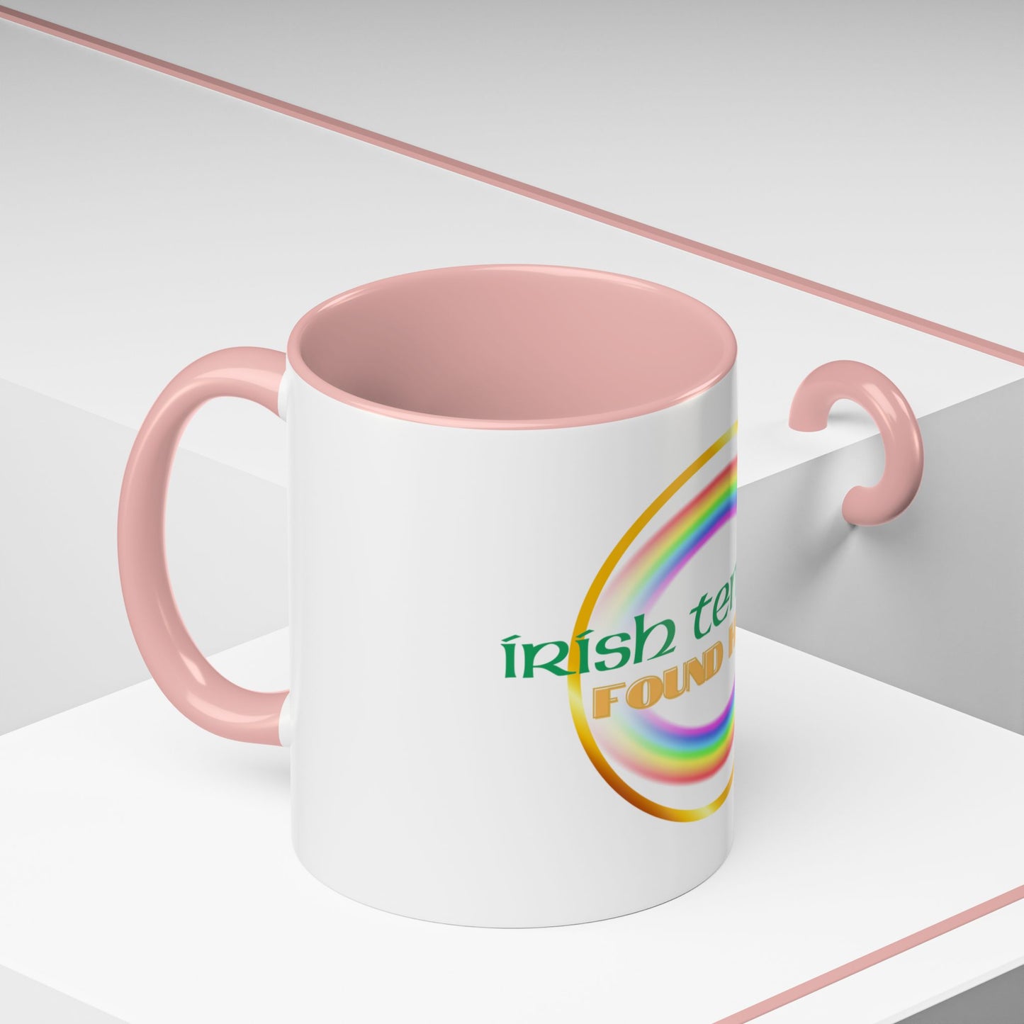 Coffee Mug - Irish Temper Found Here, Rainbow Design, BPA-Free Ceramic, St Patricks Gift