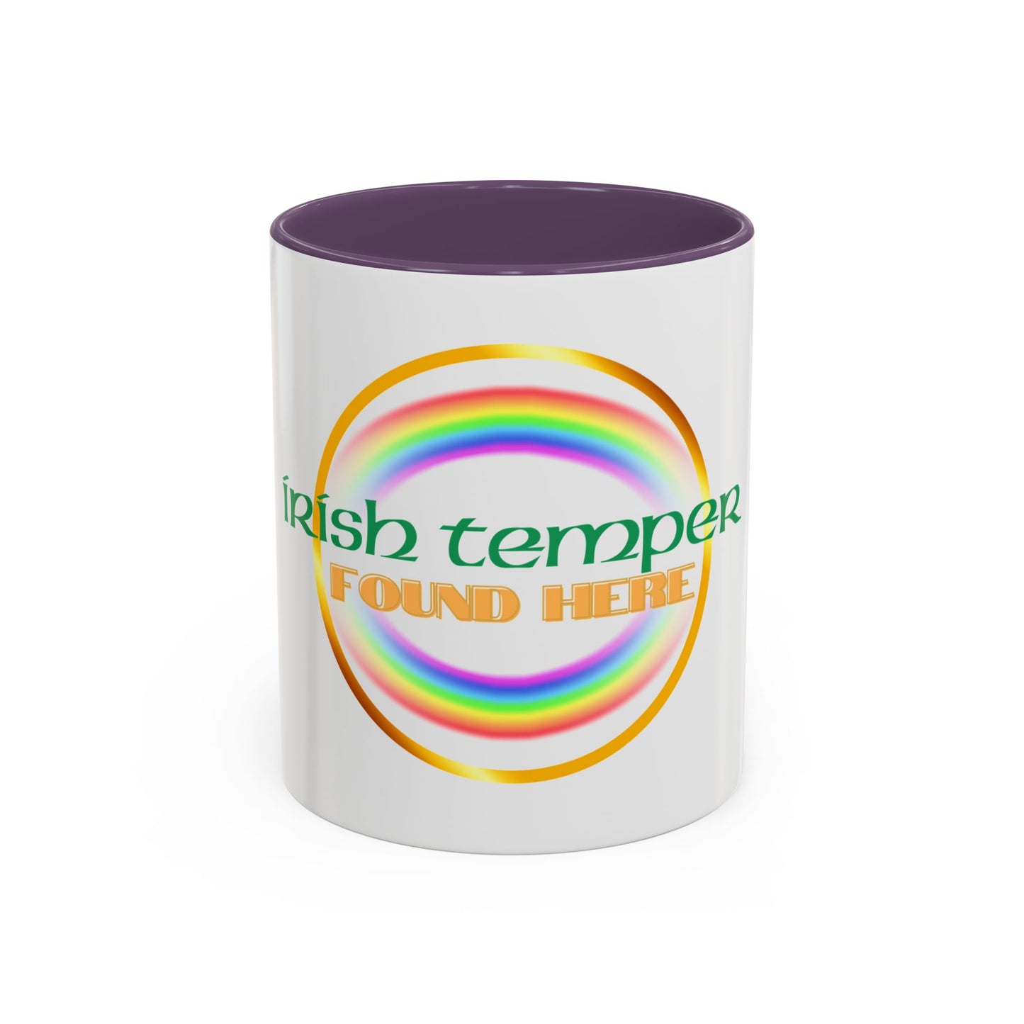 Coffee Mug - Irish Temper Found Here, Rainbow Design, BPA-Free Ceramic, St Patricks Gift