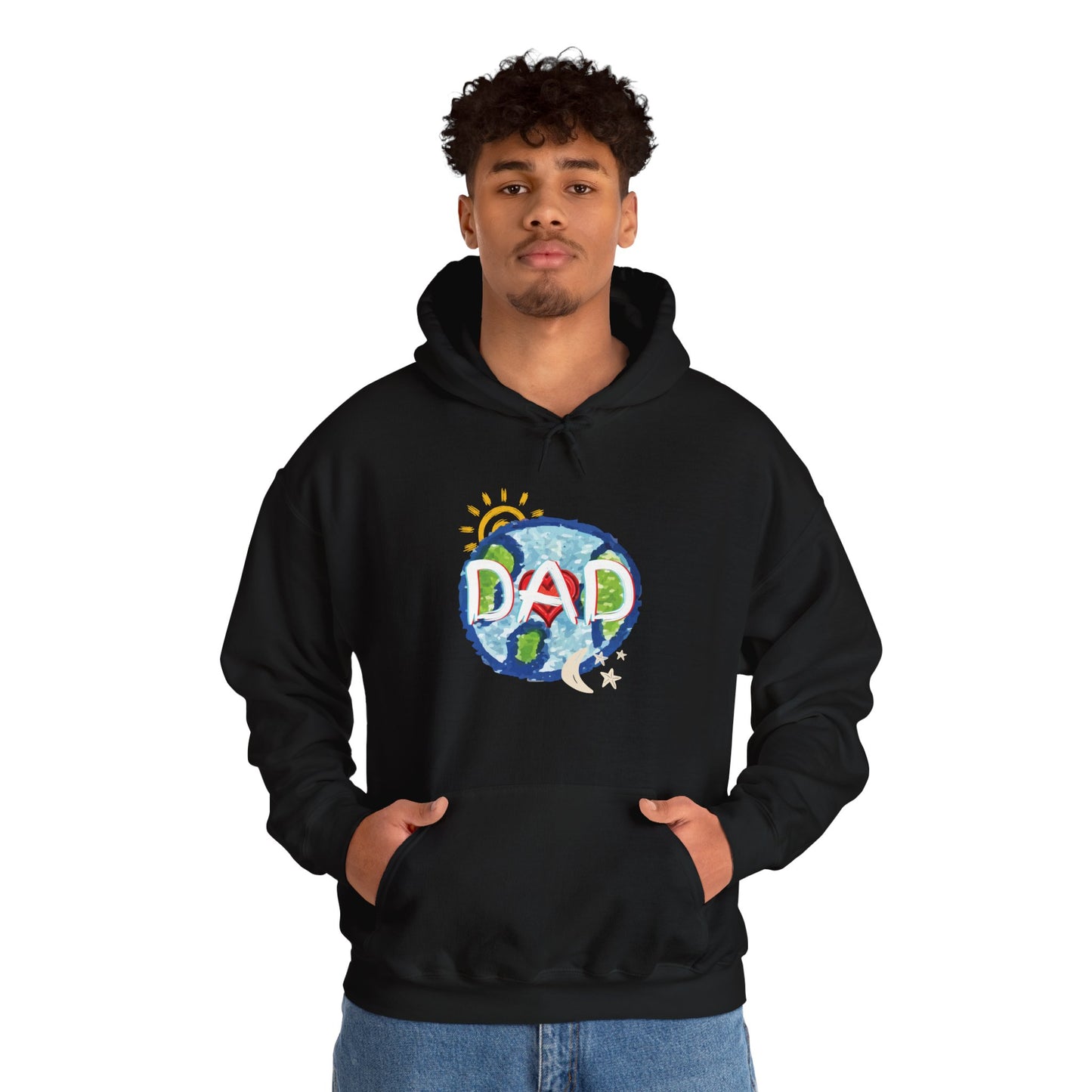 DAD Hooded Sweatshirt - Whole World Sun Moon & Stars Heart Love Fathers Day Gift for Men