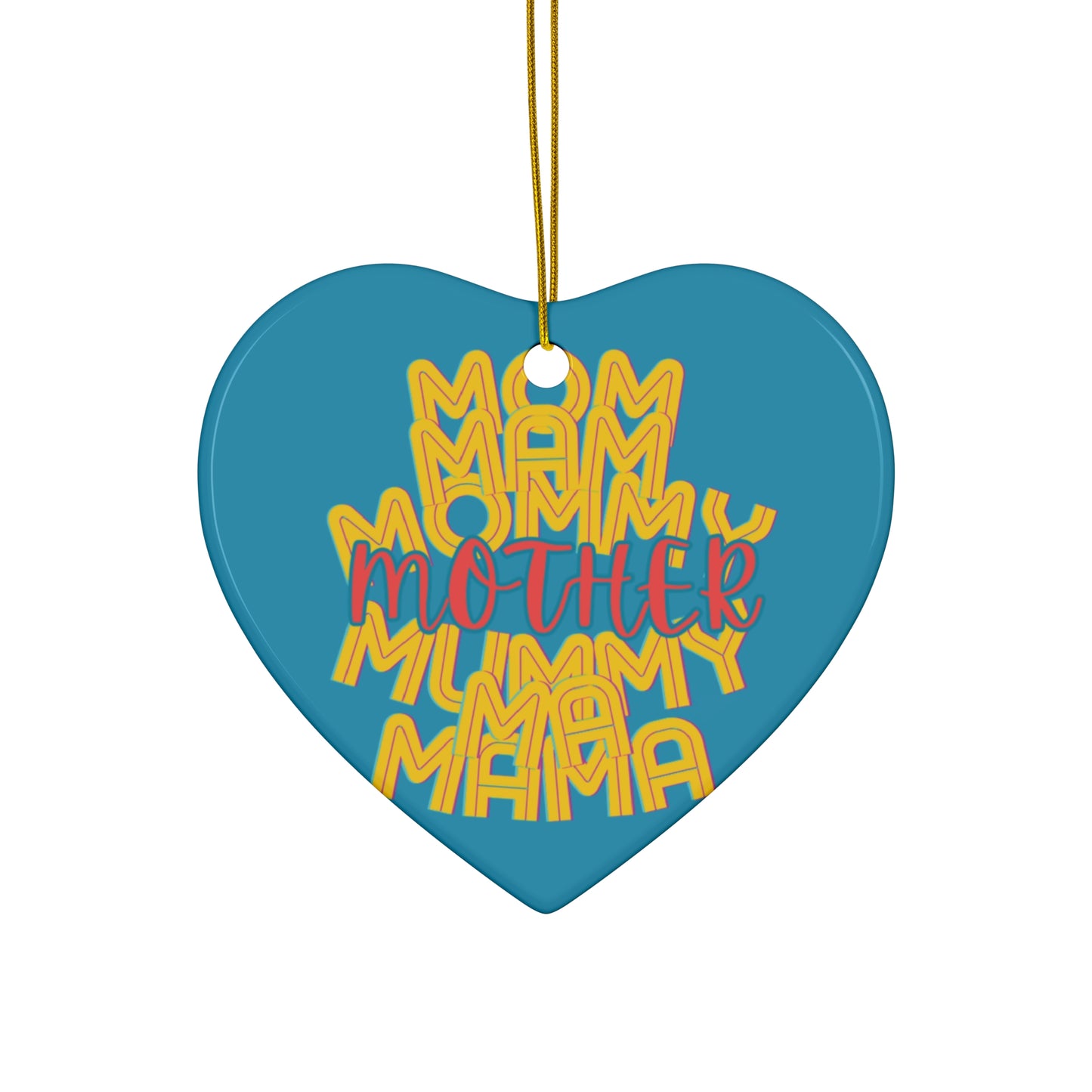 Mother Hanging Ceramic Ornament, Mom Mommy Ma Mam Mama Mummy, Circle Snowflake Heart Star, Christmas Tree, Holiday, Mothers Day, Gifts