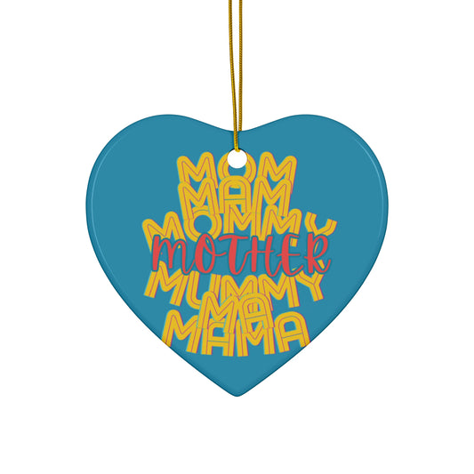 Mother Hanging Ceramic Ornament, Mom Mommy Ma Mam Mama Mummy, Circle Snowflake Heart Star, Christmas Tree, Holiday, Mothers Day, Gifts