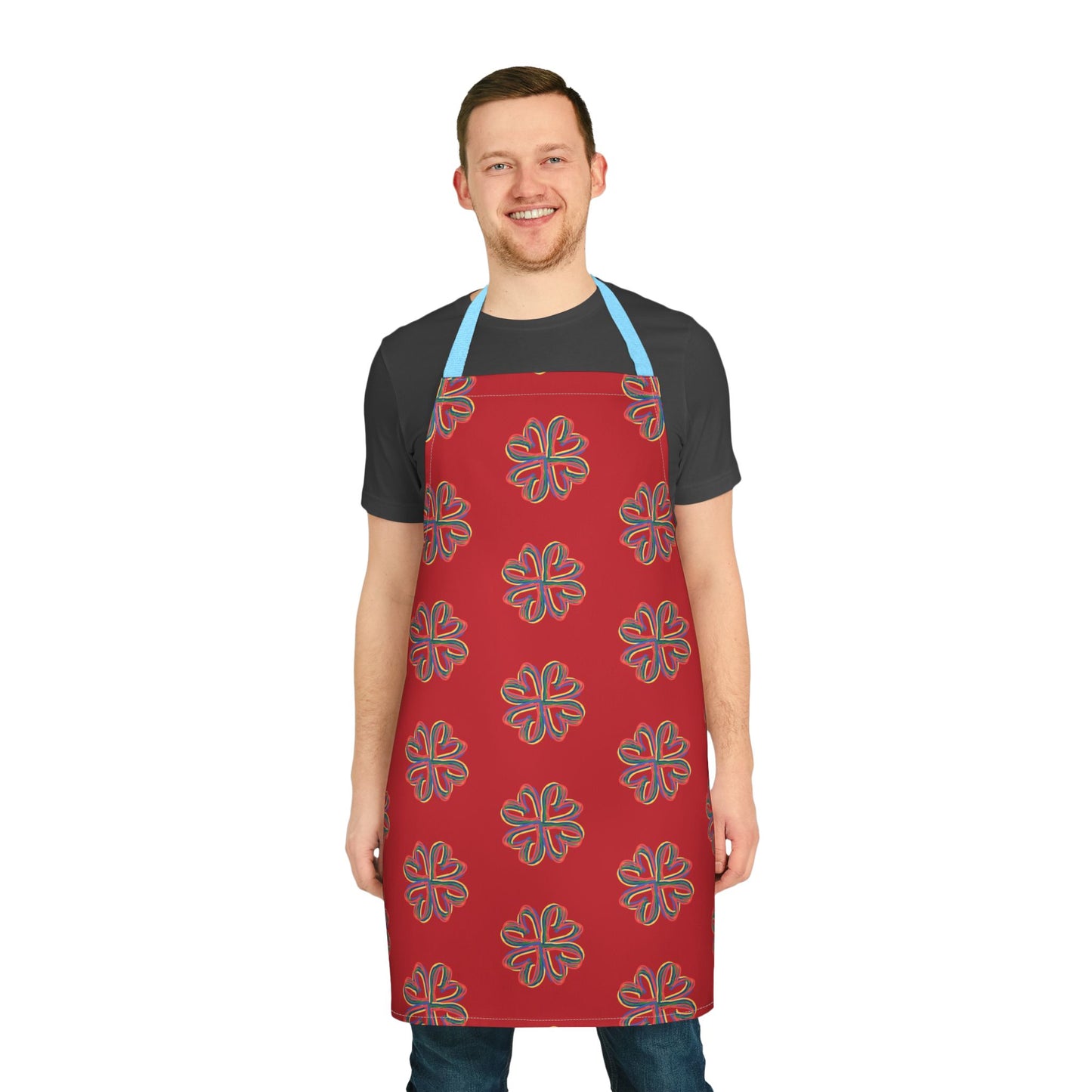 Red Colorful Floral Unisex Chefs Apron, Grilling, Cooking, Kitchen, Gender Neutral, Gifts, Women, Men, Friends, Teens, Birthday, Christmas