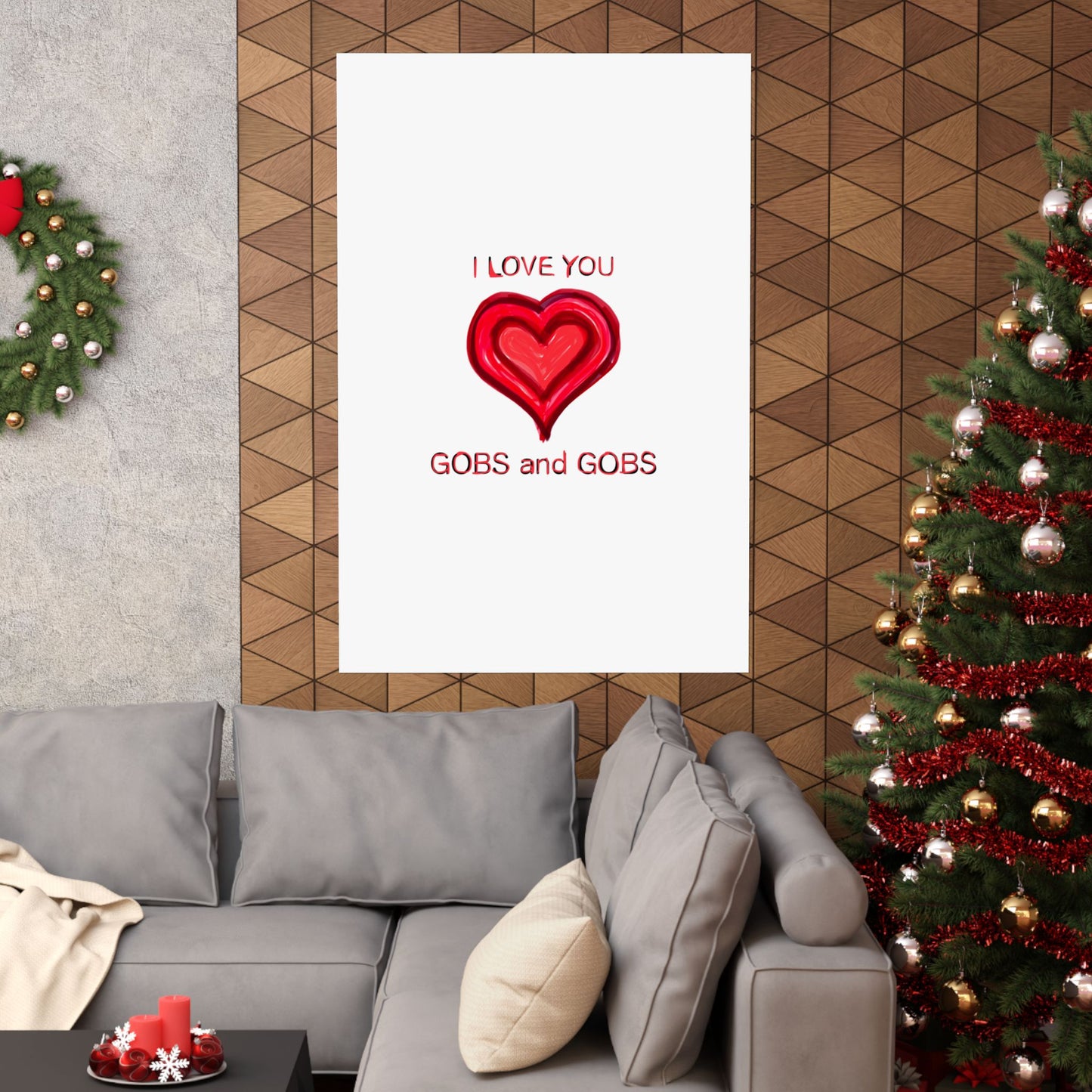 Heart I Love You Gobs and Gobs Matte Vertical Poster Wall Art, Framable Love Print, Romantic Home Decor Gift for Anniversary, Valentine's
