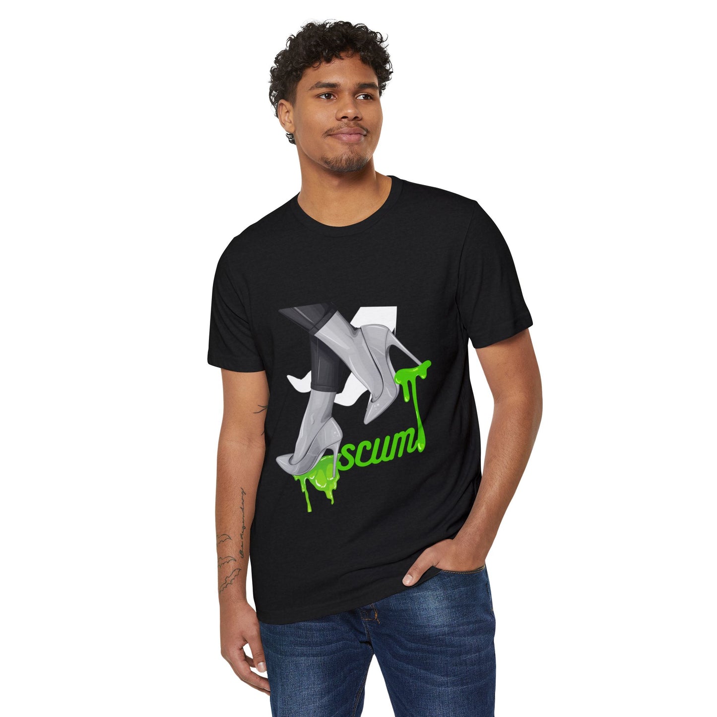 Graphic Tee Unisex Recycled Organic T-Shirt, High Heels Dripping Scum Tee, Fashionable Eco-Friendly Shirt, Sustainable Streetwear Top,
