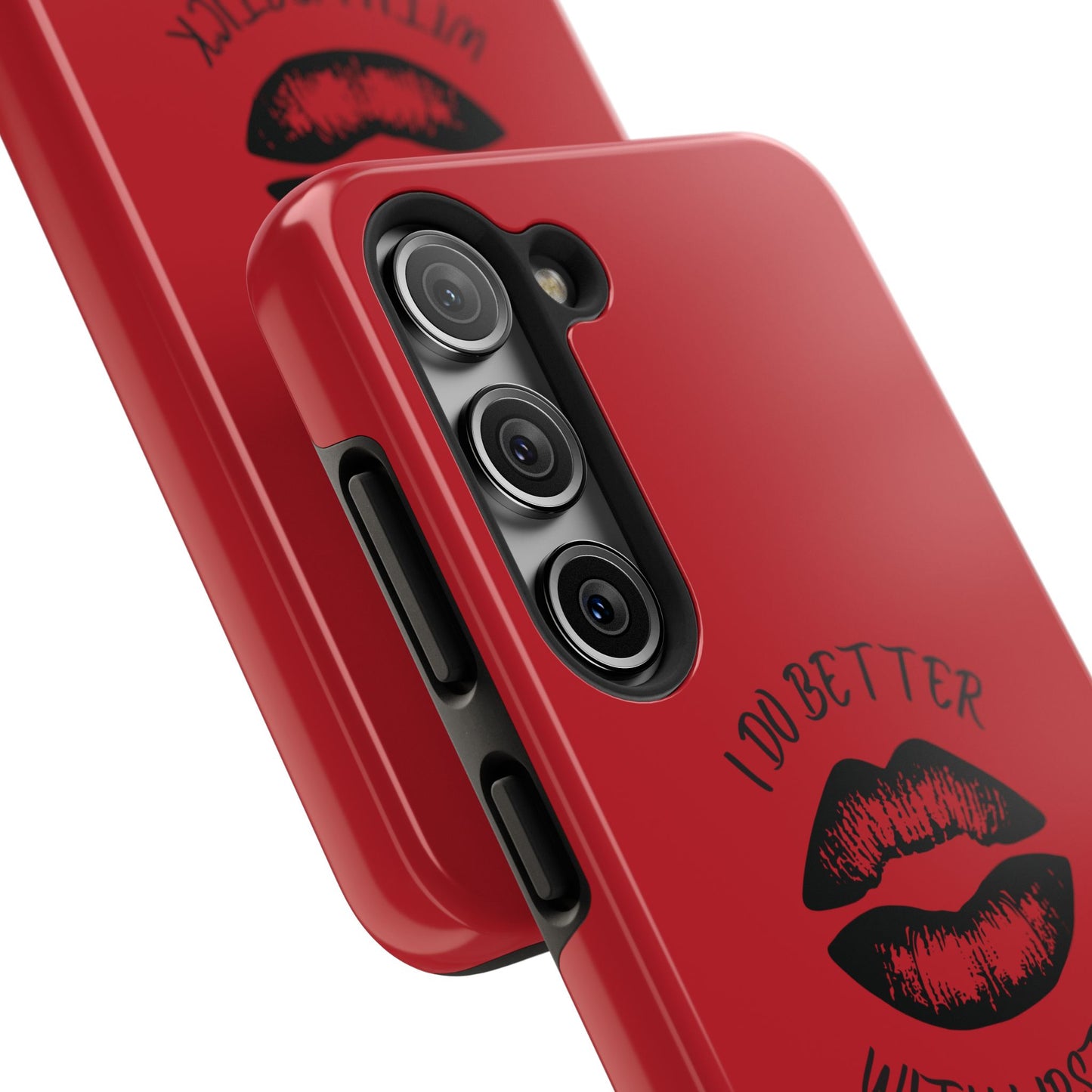 Red I Do Better With Lipstick Tough Phone Cases, Protective Phone Covers, Personalized Cell Phone Accessories, Stylish Phone Protectors