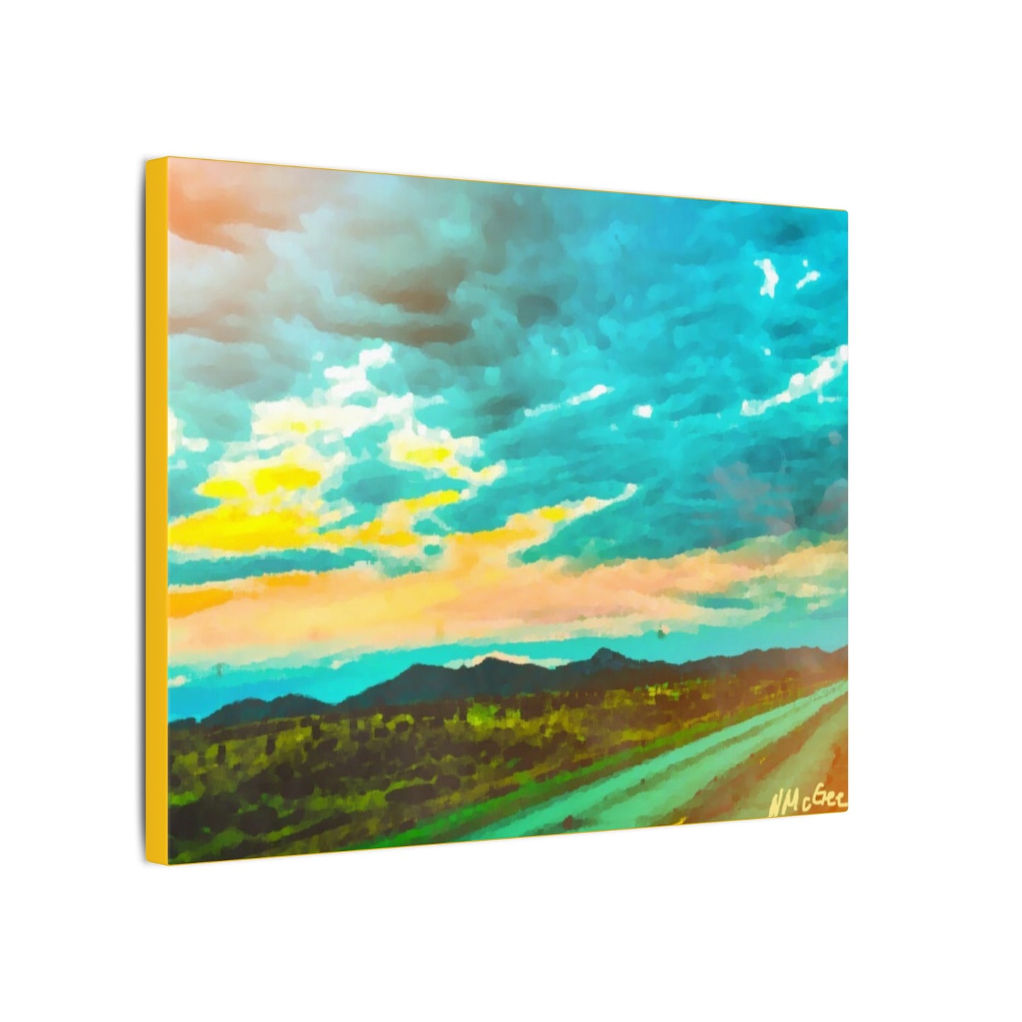 Canvas Wrap Wyoming Landscape, Nature, America, Western, Artwork, Wall Art, Print, Mountains, Gift, Sky, Colorful, Clouds, Sunset, Eco
