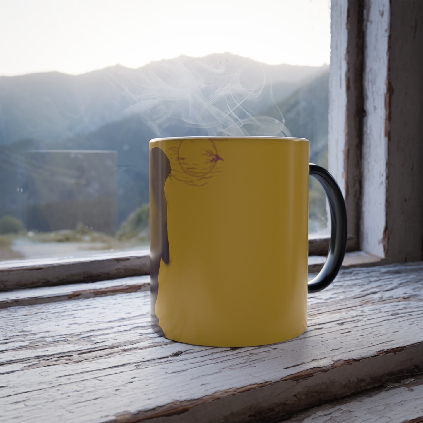 Rabbit Moon Yellow Color Morphing Mug 11oz - Heat Reactive Bunny Ceramic Coffee Tea Cup