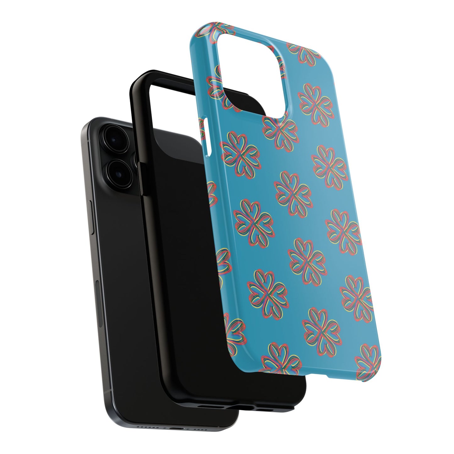 Floral Tough Phone Case, Colorful Turquoise Case, Hard Cover, iPhone Samsung Galaxy Google Pixel, Botanical Print Phone, Wireless Charging