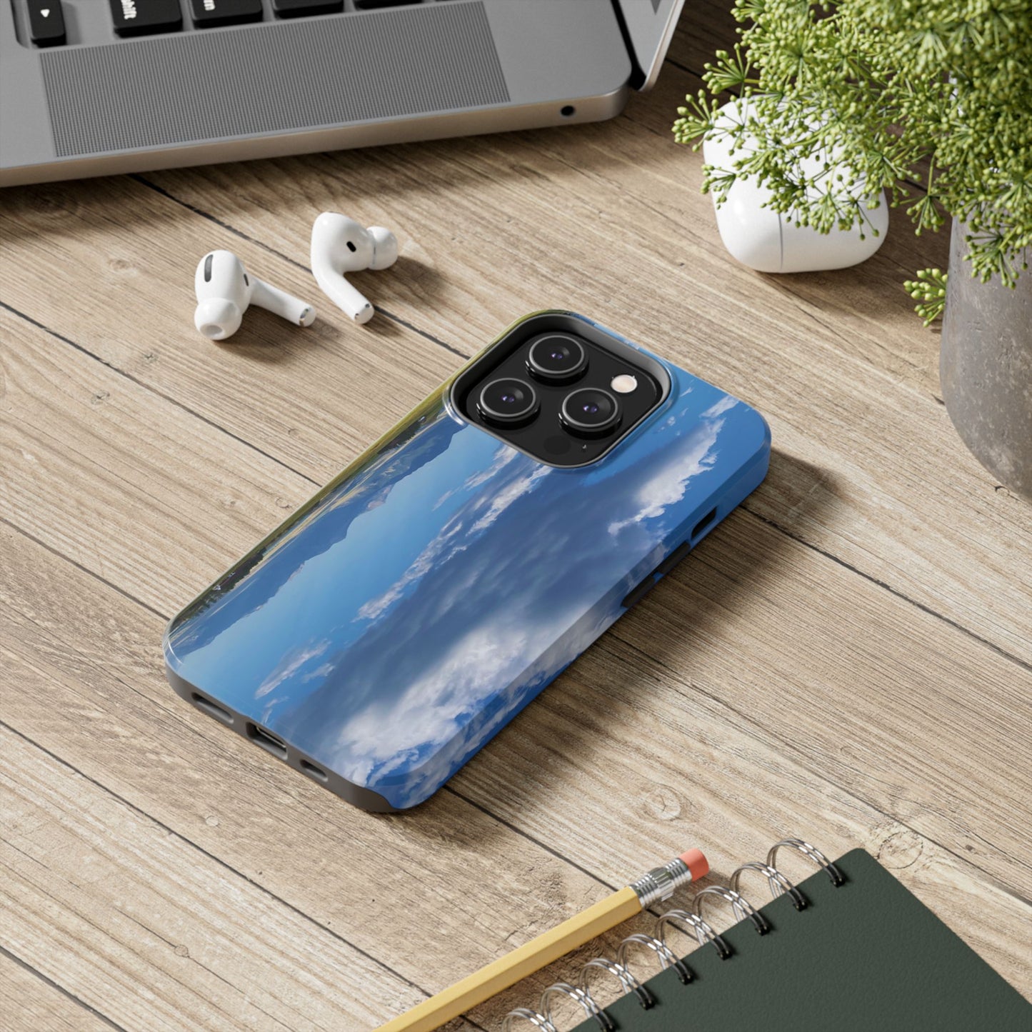 Western Clouds and Mountains Tough Phone Cases, iPhone & Samsung cases, wireless charging, sky, nature, landscape, original photo, gifts