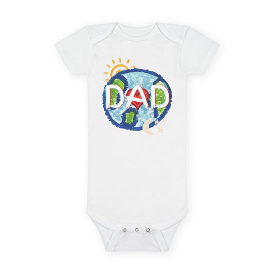 Organic Baby Bodysuit - DAD Onesie® - Whole World, Sun, Moon & Stars, Heart - Gender Neutral - Fathers Day Gift
