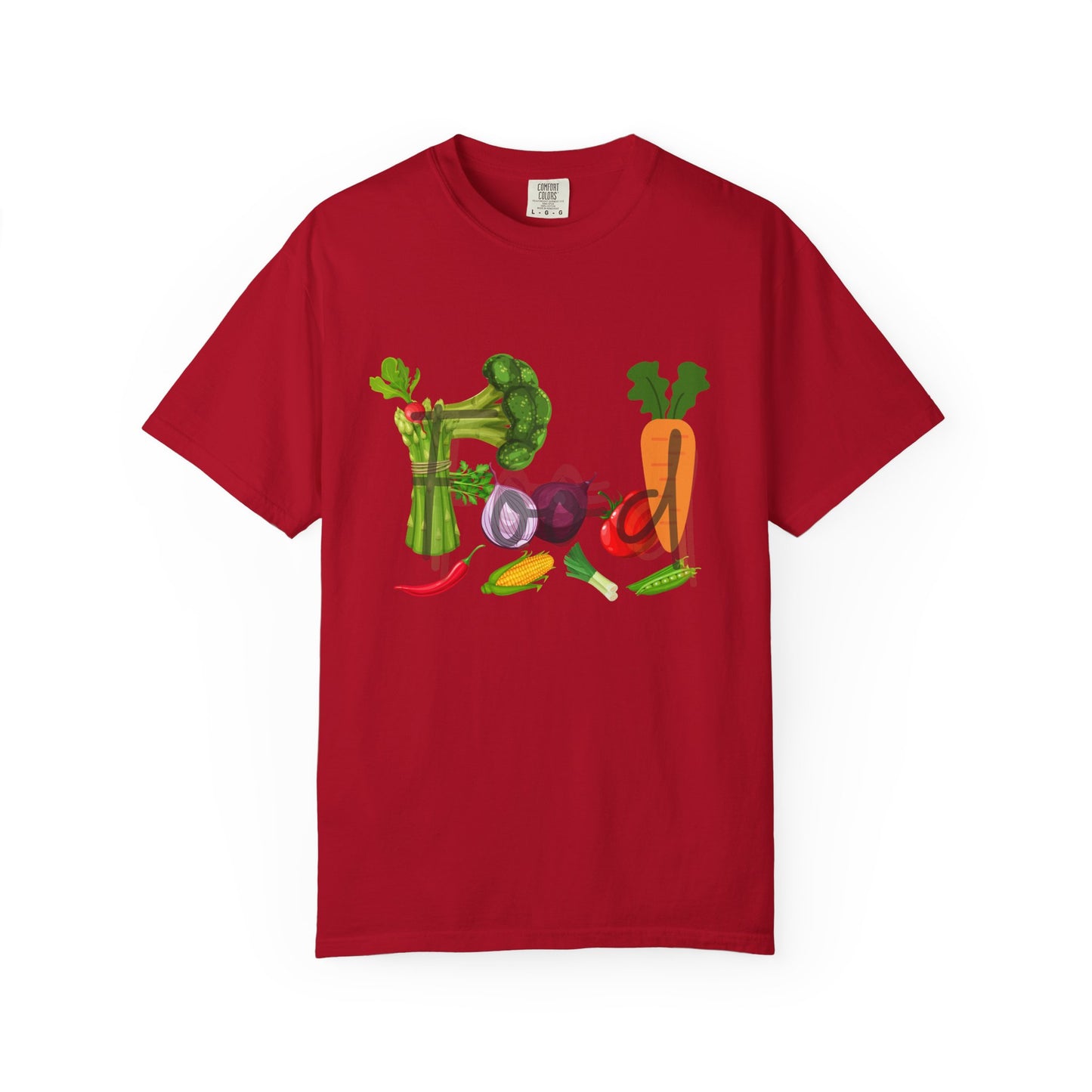 Food Unisex Garment-Dyed T-shirt, vegetables, healthy, groceries, snacks, cooking, gender neutral, casual, relaxed, soft, preshrunk cotton