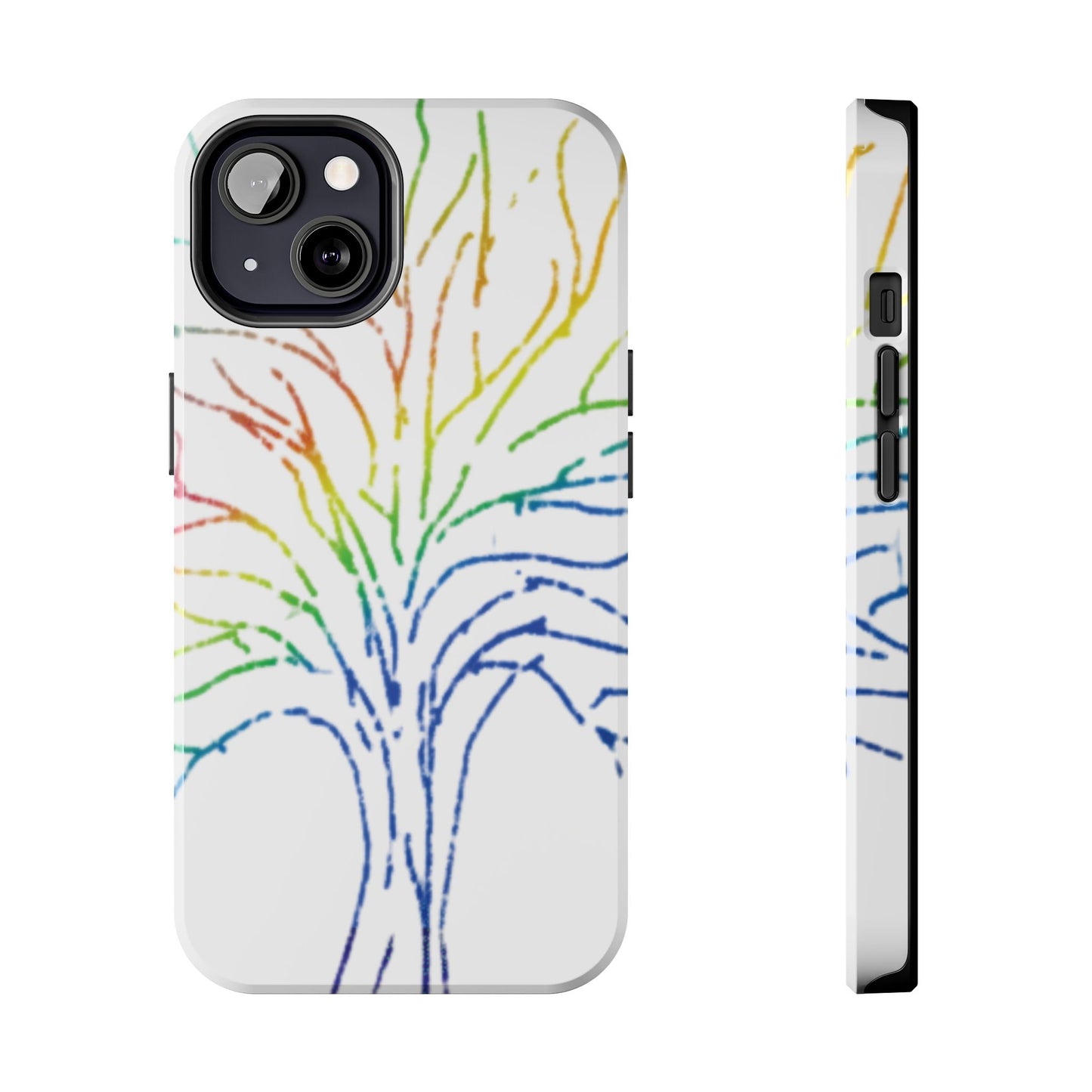 Rainbow Tree Tough Phone Cases - Colorful Nature Love Pride Gender Neutral Gifts for Friends, iPhone Samsung Wireless Charging Cover, LGBTQ+