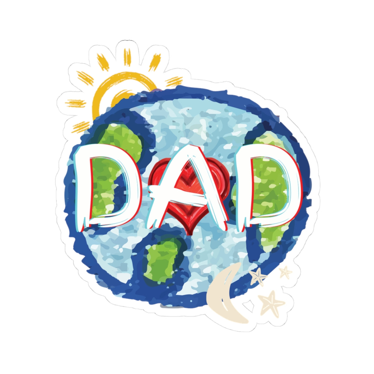 Dad Love Kiss-Cut Stickers, Father's Day Gift, Heart Sun Moon Stars Whole World Sticker, Scrapbooking Decal