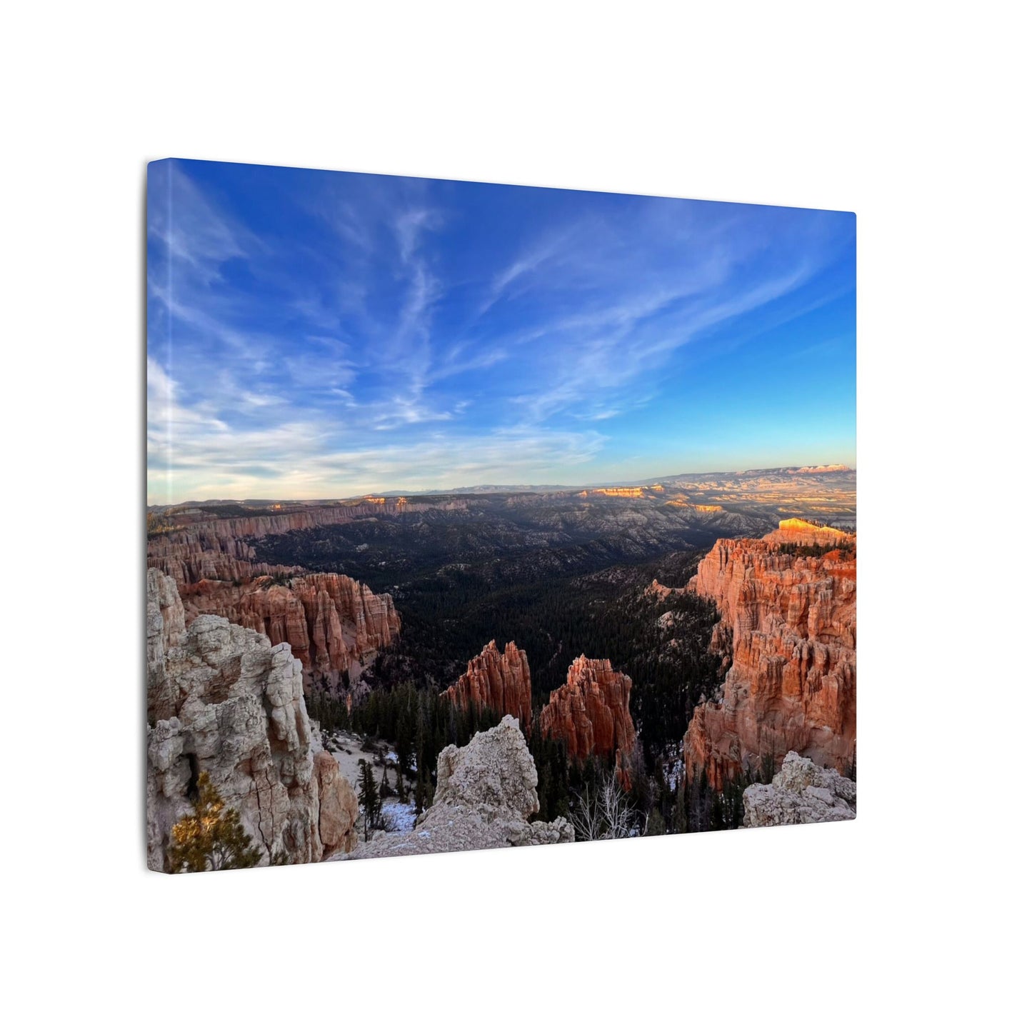 Canvas Wrap Bryce Canyon Landscape, Nature, America, Western, Artwork, Wall Art, Matte Print, Rocks, Gift, Sky, Colorful, Clouds, Eco
