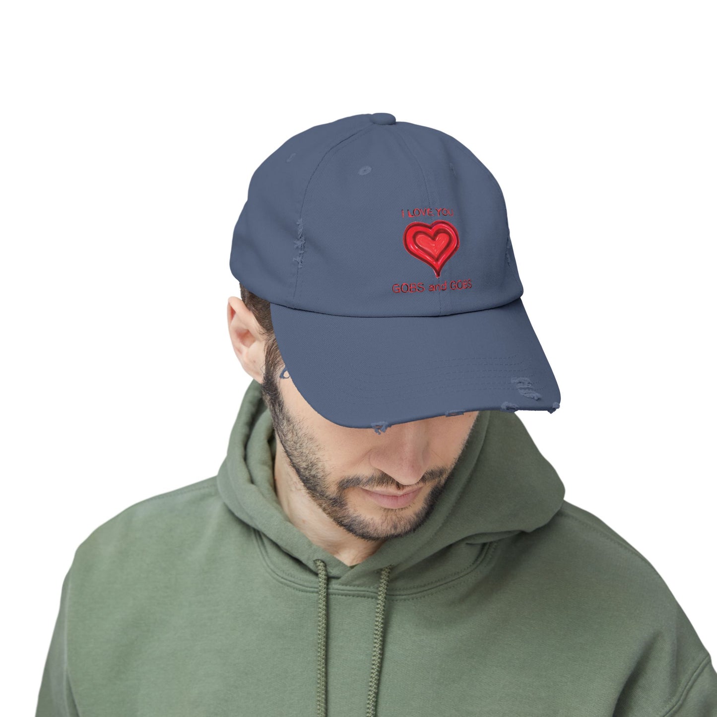 I Love You Gobs and Gobs Distressed Cap Hearts Gift Valentines Women Men Teens