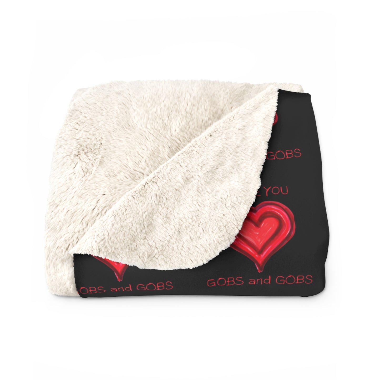 Black Hearts Sherpa Fleece Blanket, I Love You Gobs and Gobs, Cozy Warm Throw, Valentine's Day Gift, Home Decor Accent, Bedding Accessories