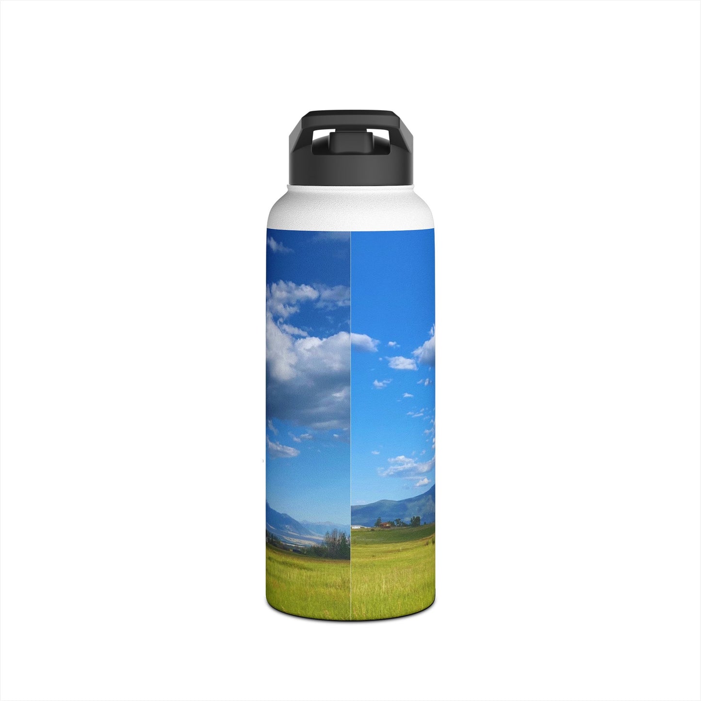 Western Landscape Stainless Steel Water Bottle, Mountains, Sky, Clouds, Original Photo Artwork, Gift, Nature, Beautiful Day, BPA-free