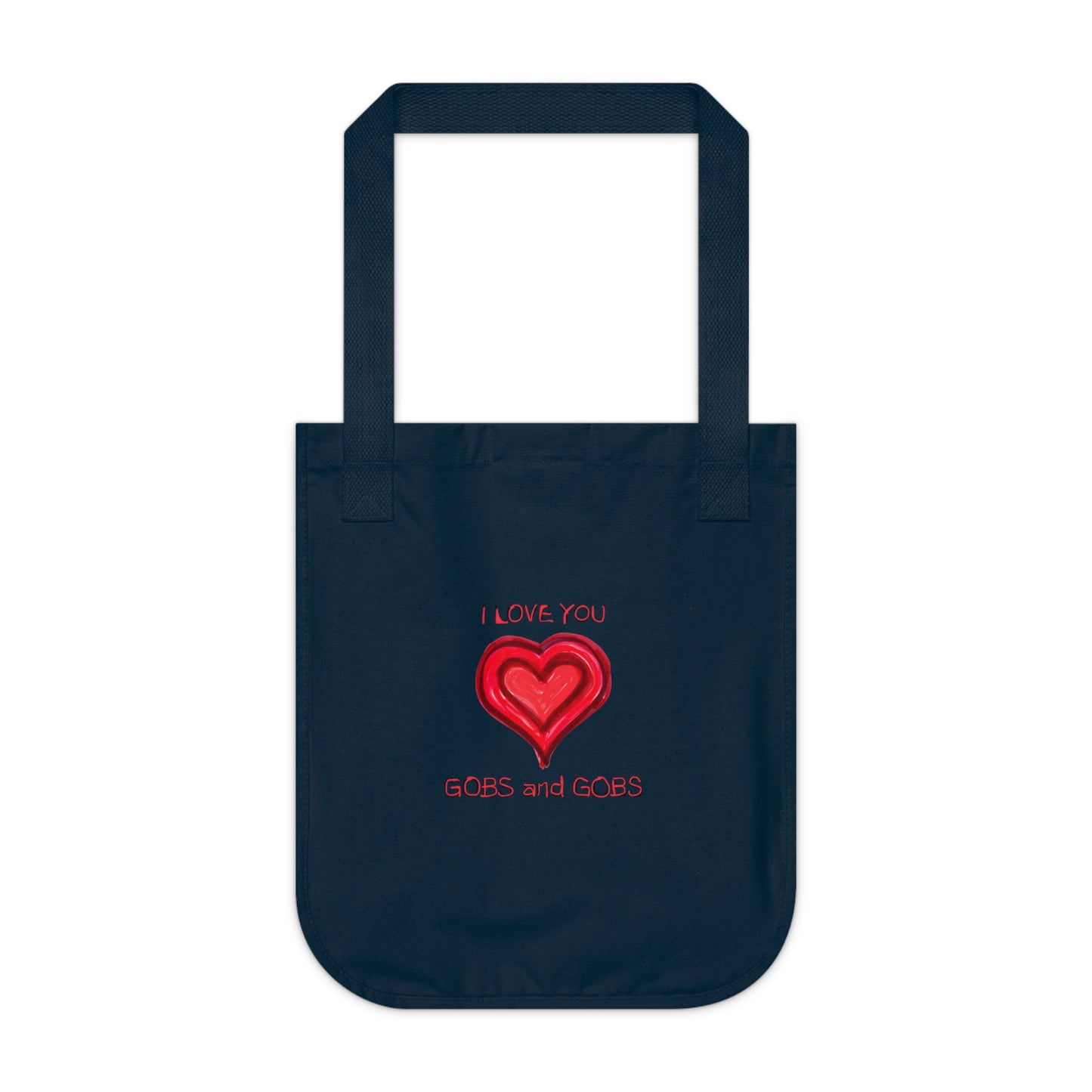 I Love You Gobs & Gobs Organic Canvas Tote Bag, Hearts, Gender Neutral, Women, Men, Kids, Gift, Groceries, Shopping, Books, Eco, Valentines