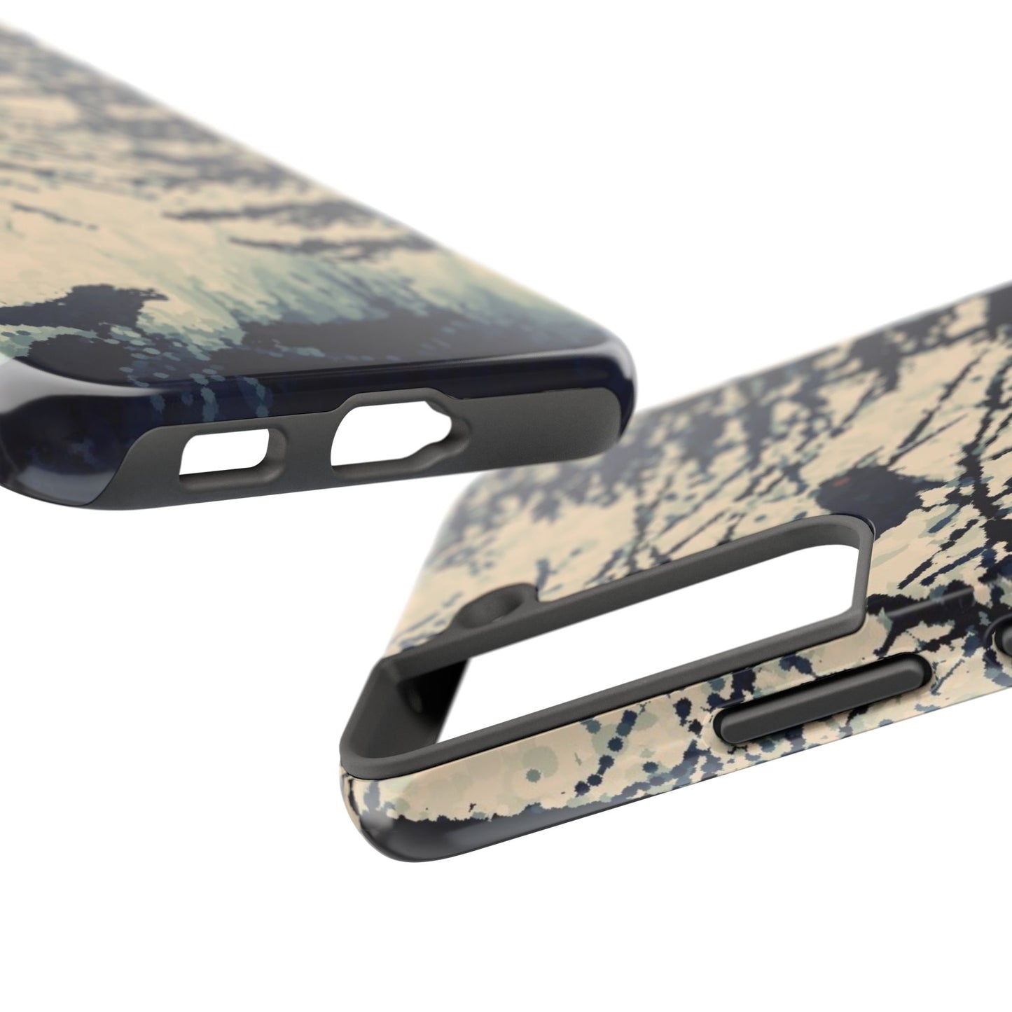 Crows in Forest Tough Phone Cases, iPhone & Samsung cases, wireless charging, crows, trees, birds, original artwork, gifts, Halloween