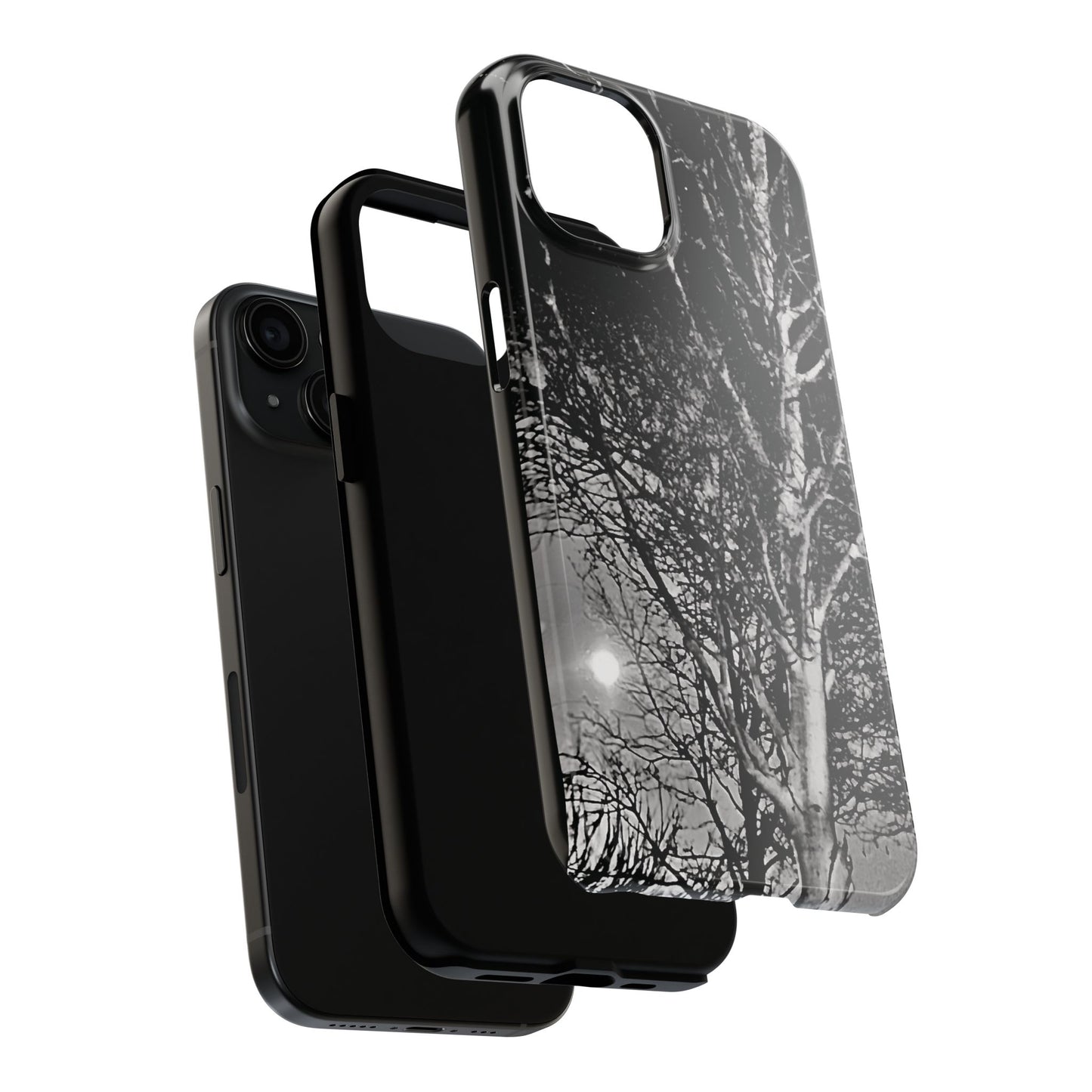 Worm Moon Night Trees Tough Phone Cases, iPhone & Samsung cases, wireless charging, trees, nature, spooky, original photo, gifts, Halloween