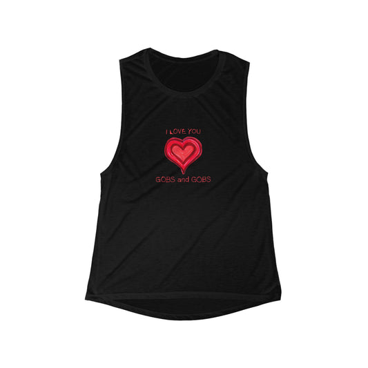 Heart I Love You Gobs and Gobs Tank Top, Women's Flowy Shirt, Valentine's Day Tank, Workout Tank, Yoga Top, Beach Coverup