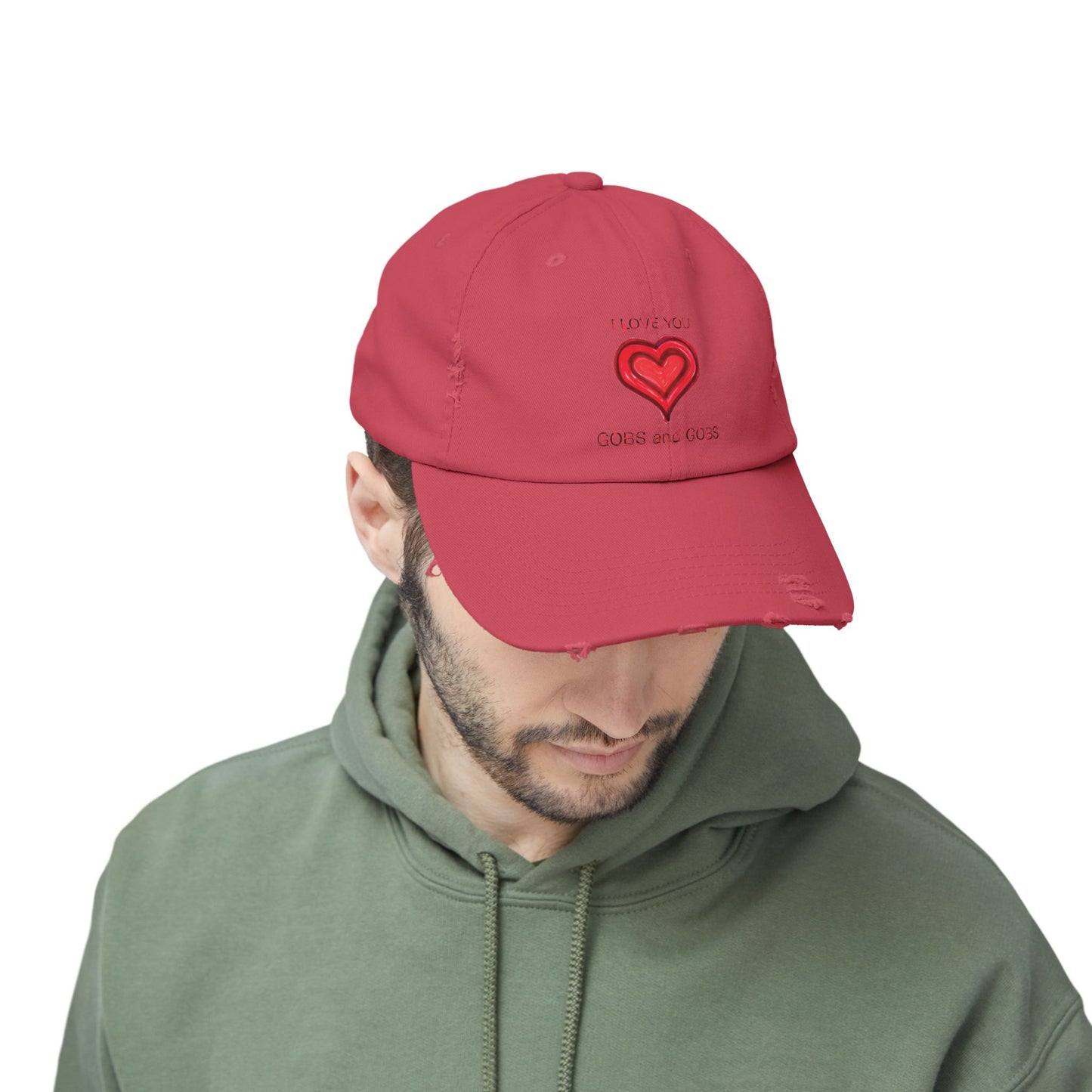 I Love You Gobs and Gobs Distressed Cap Hearts Gift Valentines Women Men Teens