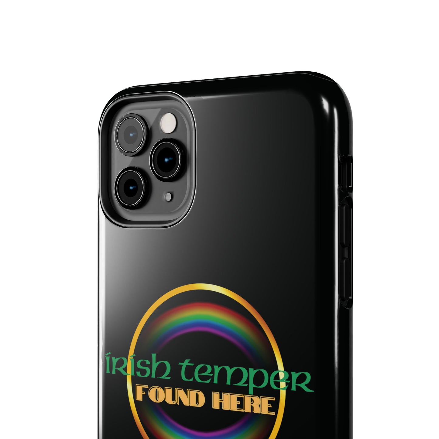 Irish Temper Found Here Black Tough Phone Cases, iPhone & Samsung cases, wireless charging, gifts, St Patricks Day, Birthday, Christmas