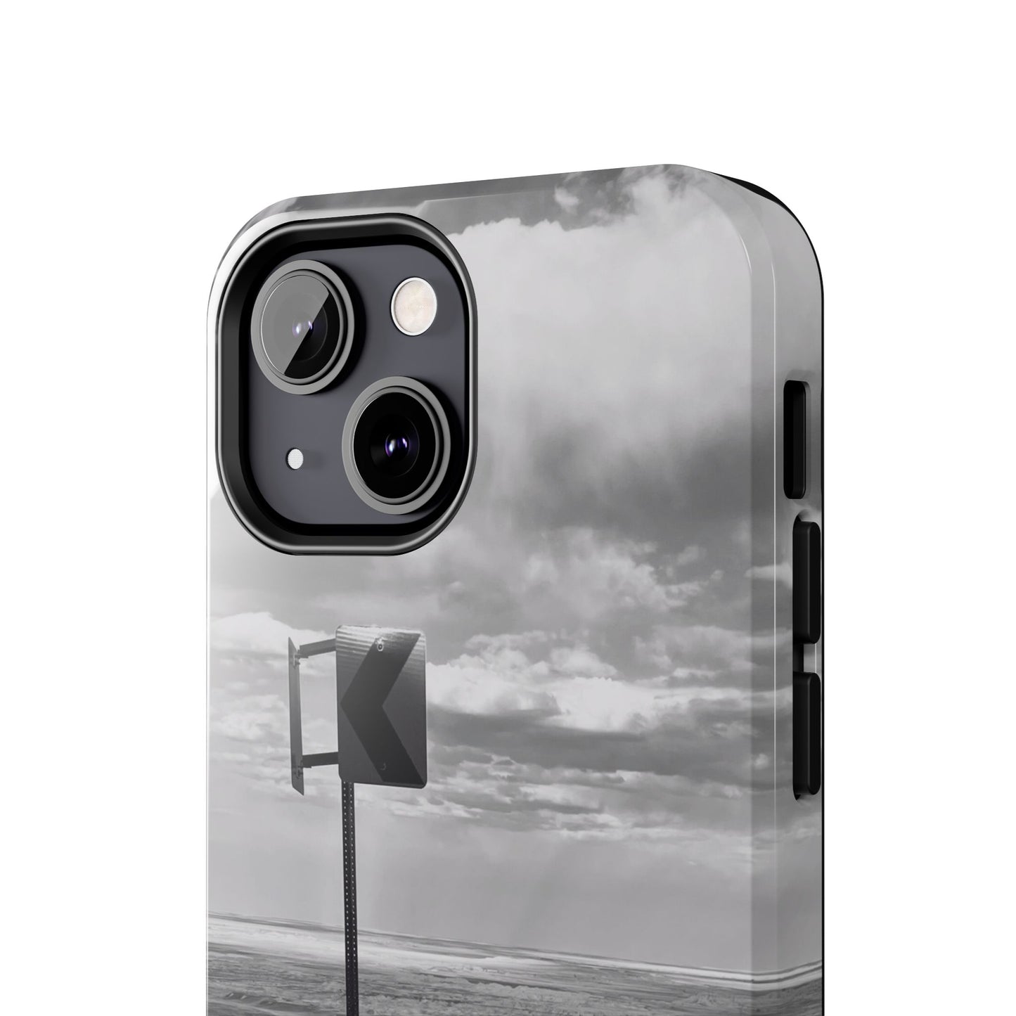 Road Sign Tough Phone Cases, iPhone & Samsung cases, wireless charging, black and white photo, nature, original art, gift birthday Christmas