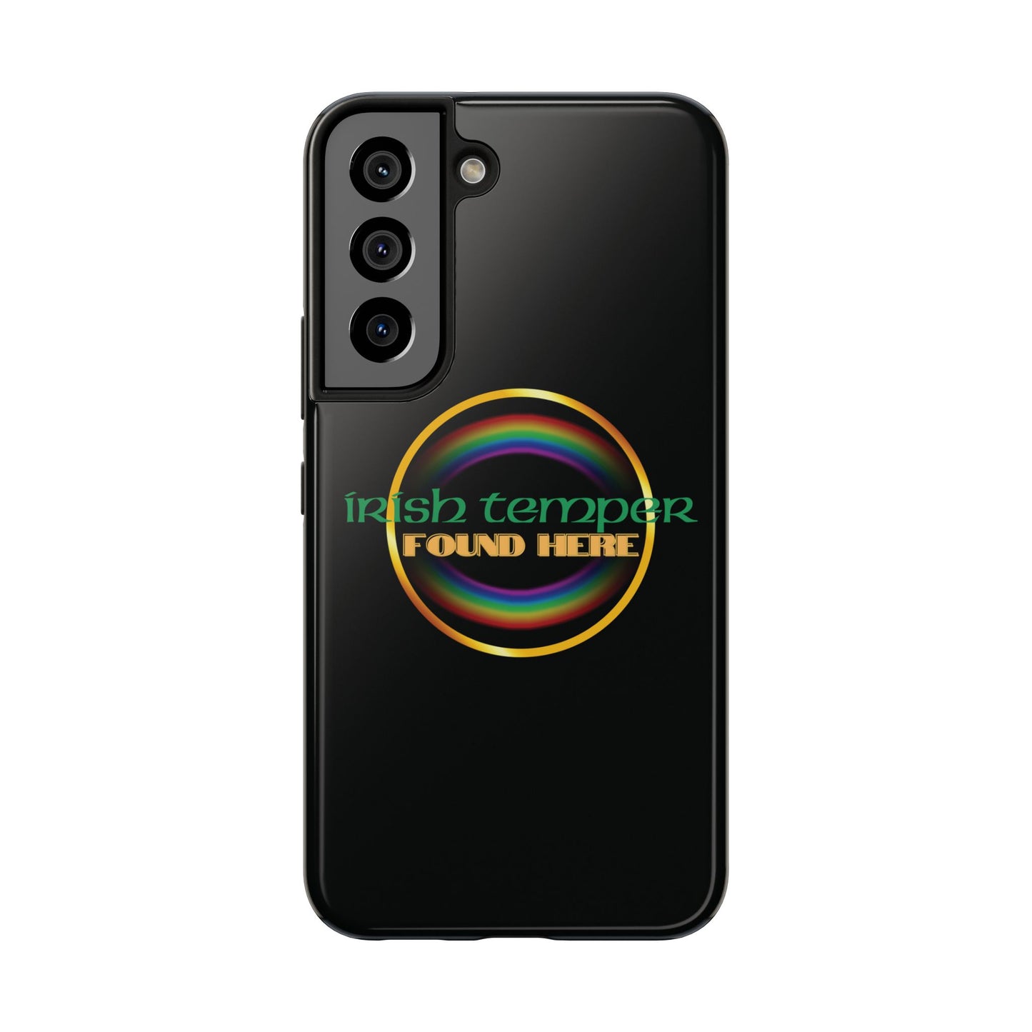 Irish Temper Found Here Black Tough Phone Cases, iPhone & Samsung cases, wireless charging, gifts, St Patricks Day, Birthday, Christmas