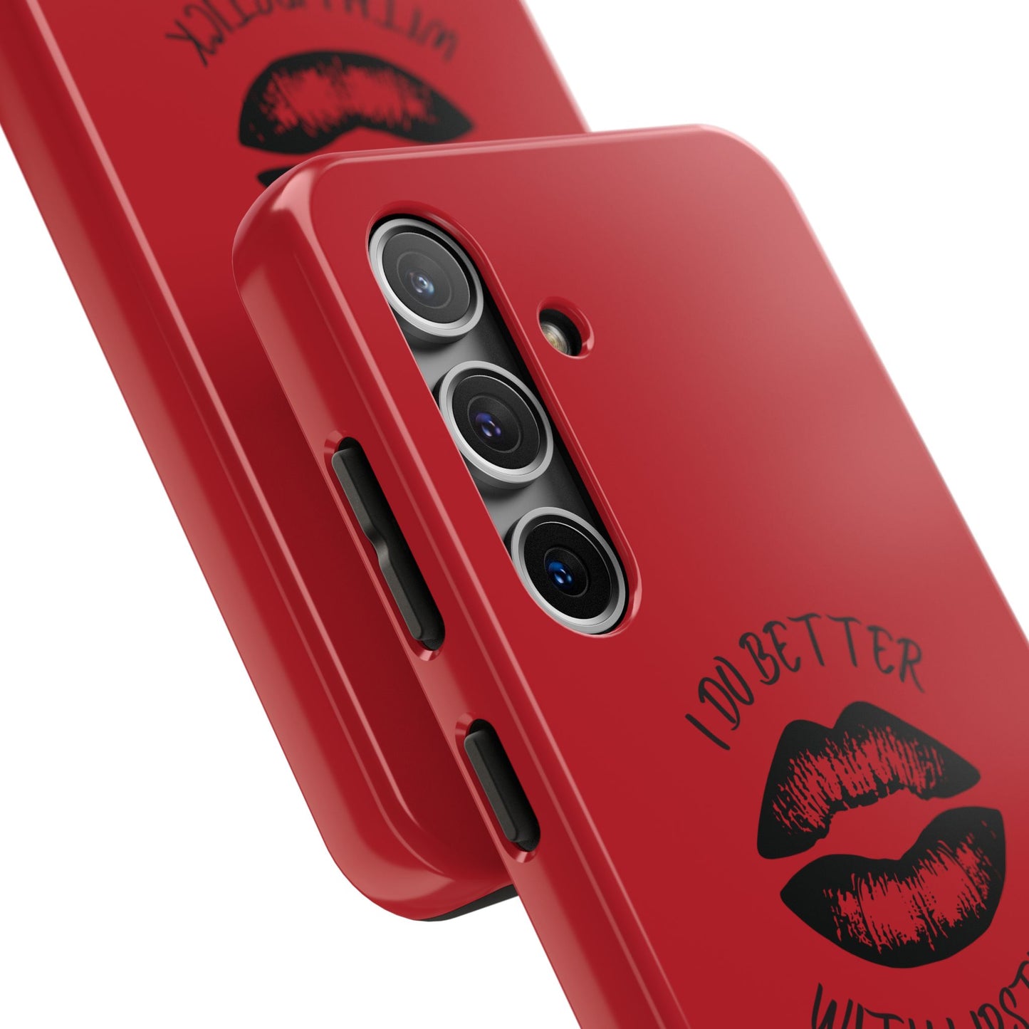 Red I Do Better With Lipstick Tough Phone Cases, Protective Phone Covers, Personalized Cell Phone Accessories, Stylish Phone Protectors