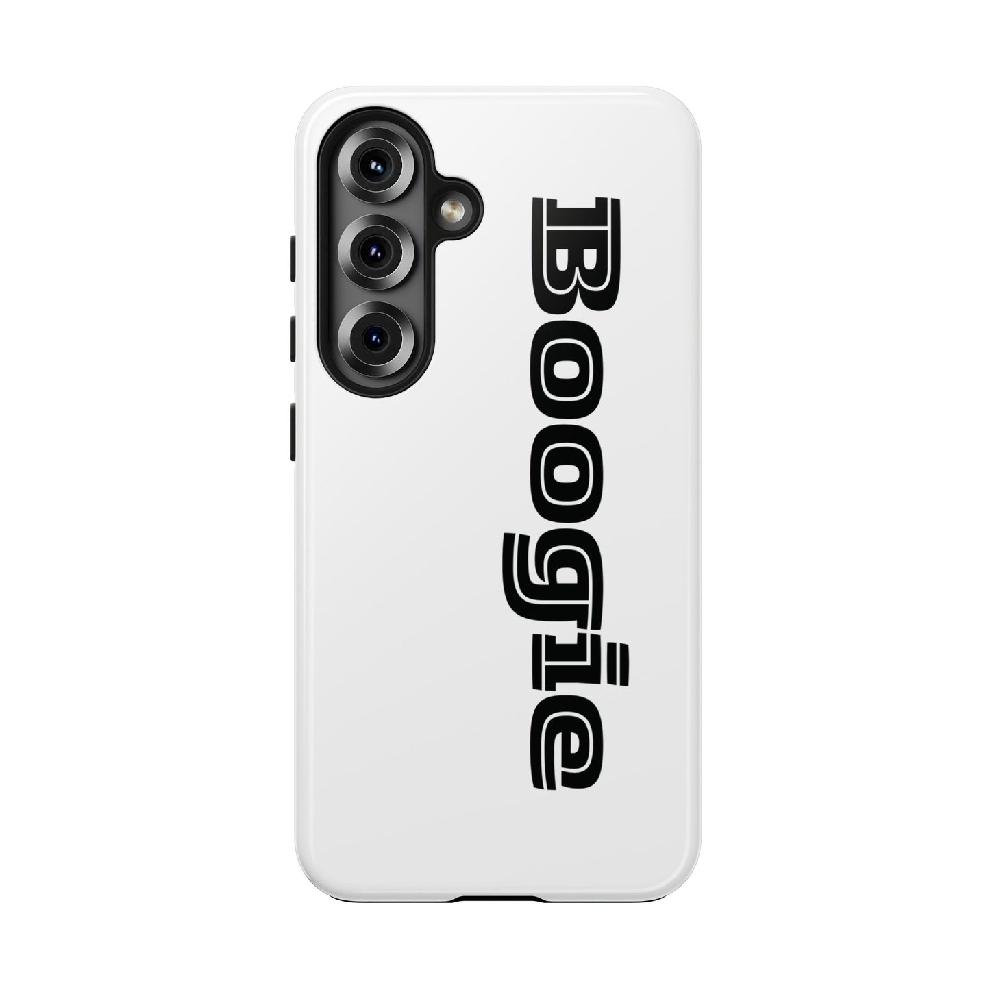 Boogie White Tough Phone Cases, iPhone Samsung cases, wireless charging, gender neutral women men friends kids teens gift birthday Christmas