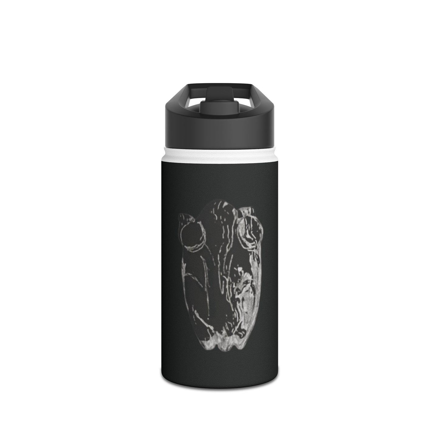 Frog Black Stainless Steel Water Bottle, Animals, Amphibians, Nature, Exercise, Eco Friendly, Gender Neutral, Men, Women, Kids, Gifts