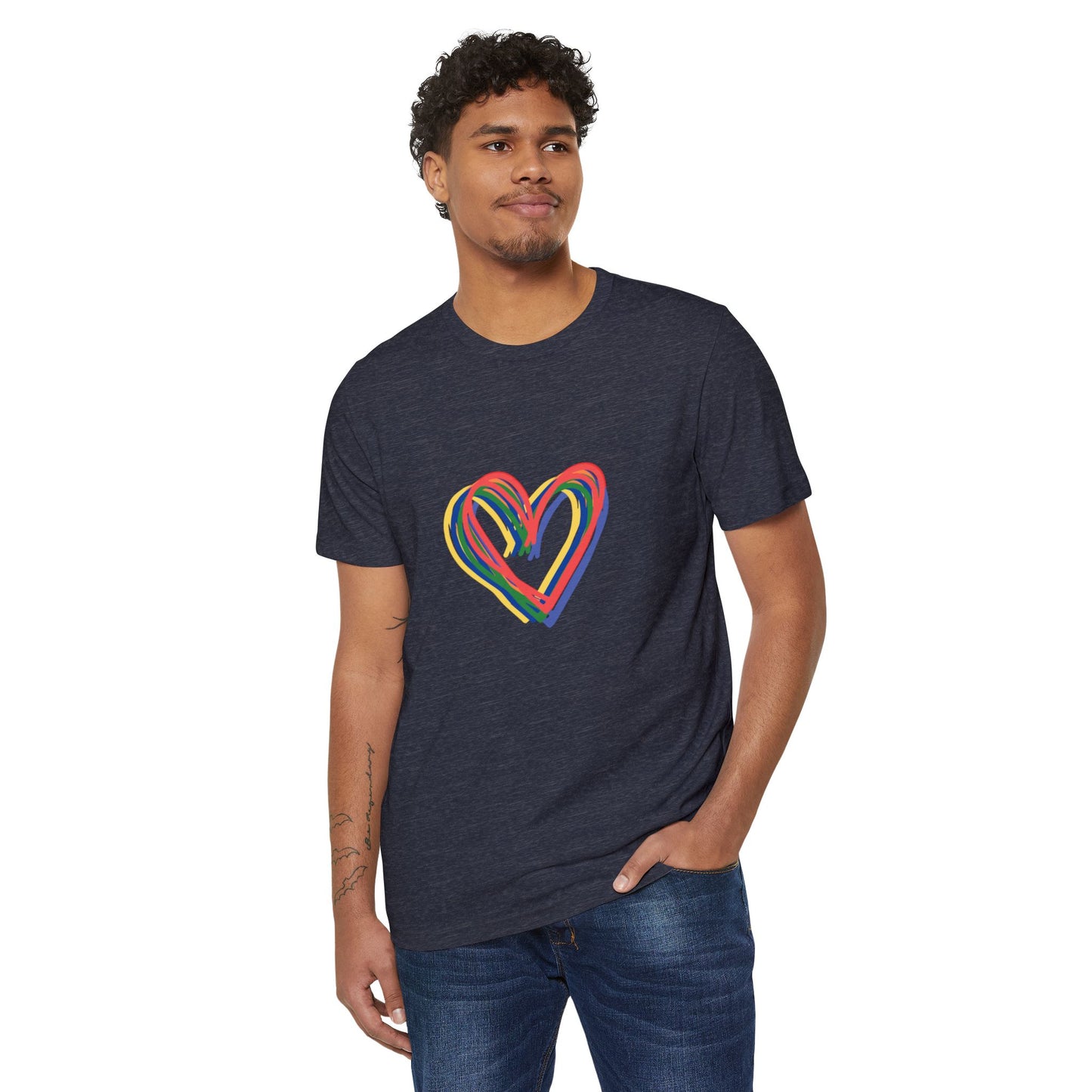 Rainbow Hearts Unisex T-Shirt, Sustainable Recycled Tee, Eco-Friendly Graphic Shirt, LGBTQ Pride Apparel, Love Rainbow Clothing
