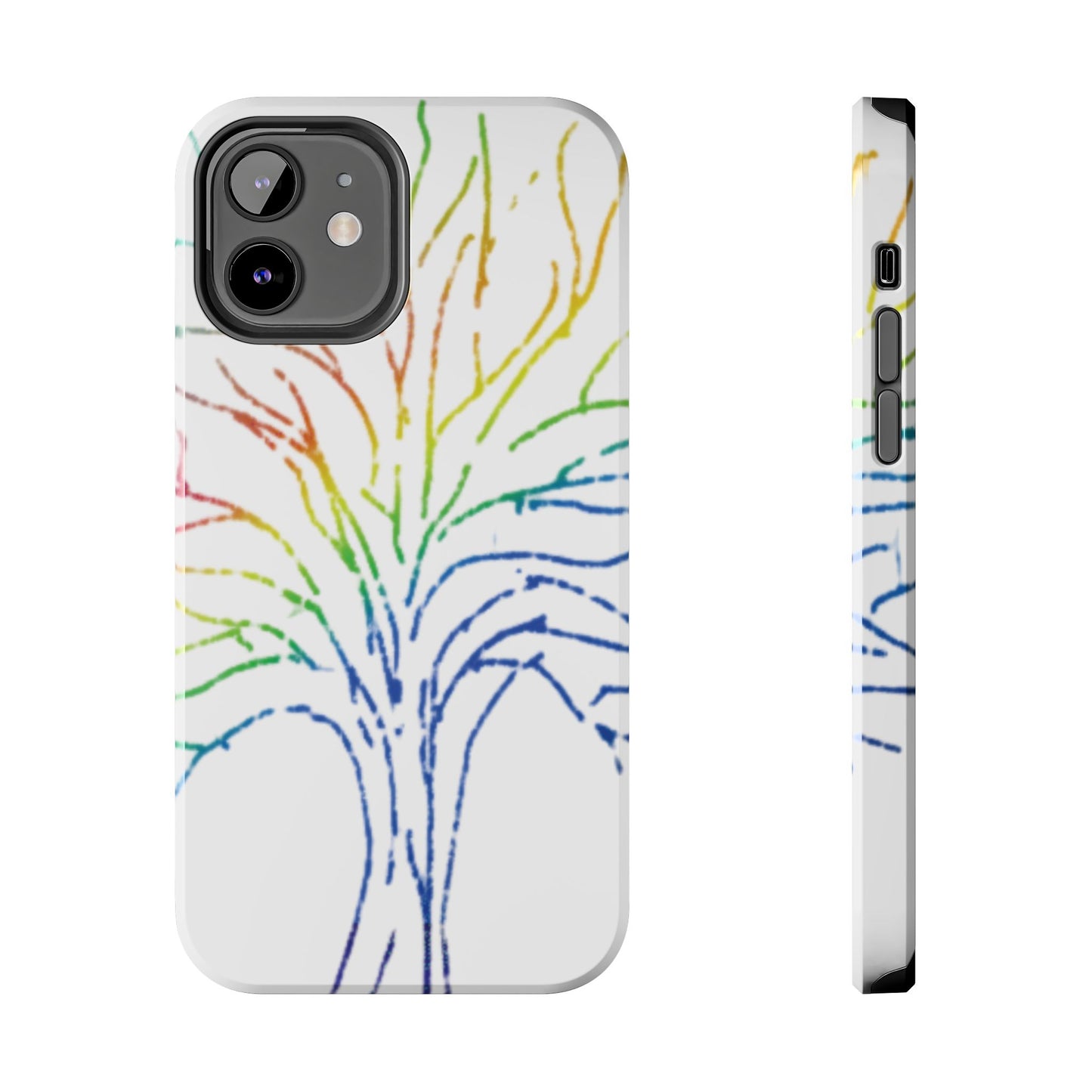 Rainbow Tree Tough Phone Cases - Colorful Nature Love Pride Gender Neutral Gifts for Friends, iPhone Samsung Wireless Charging Cover, LGBTQ+