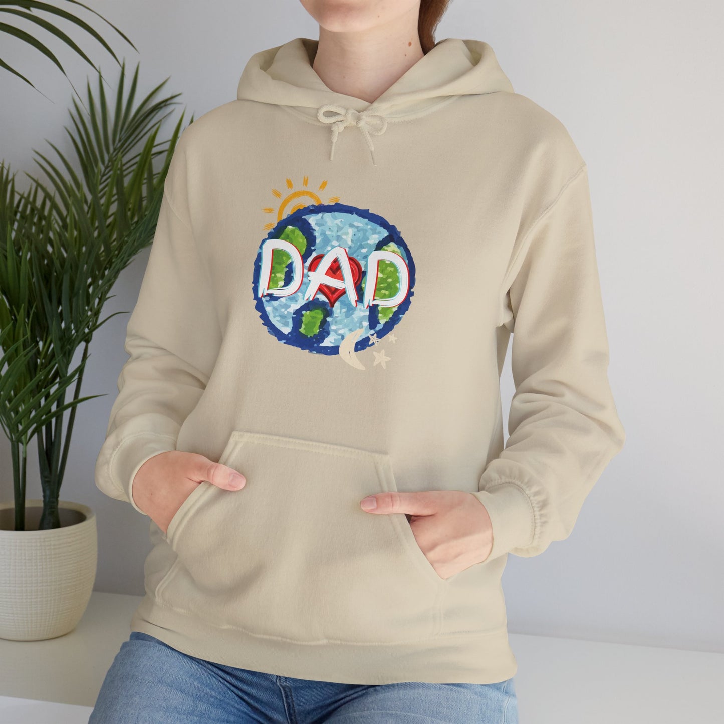 DAD Hooded Sweatshirt - Whole World Sun Moon & Stars Heart Love Fathers Day Gift for Men