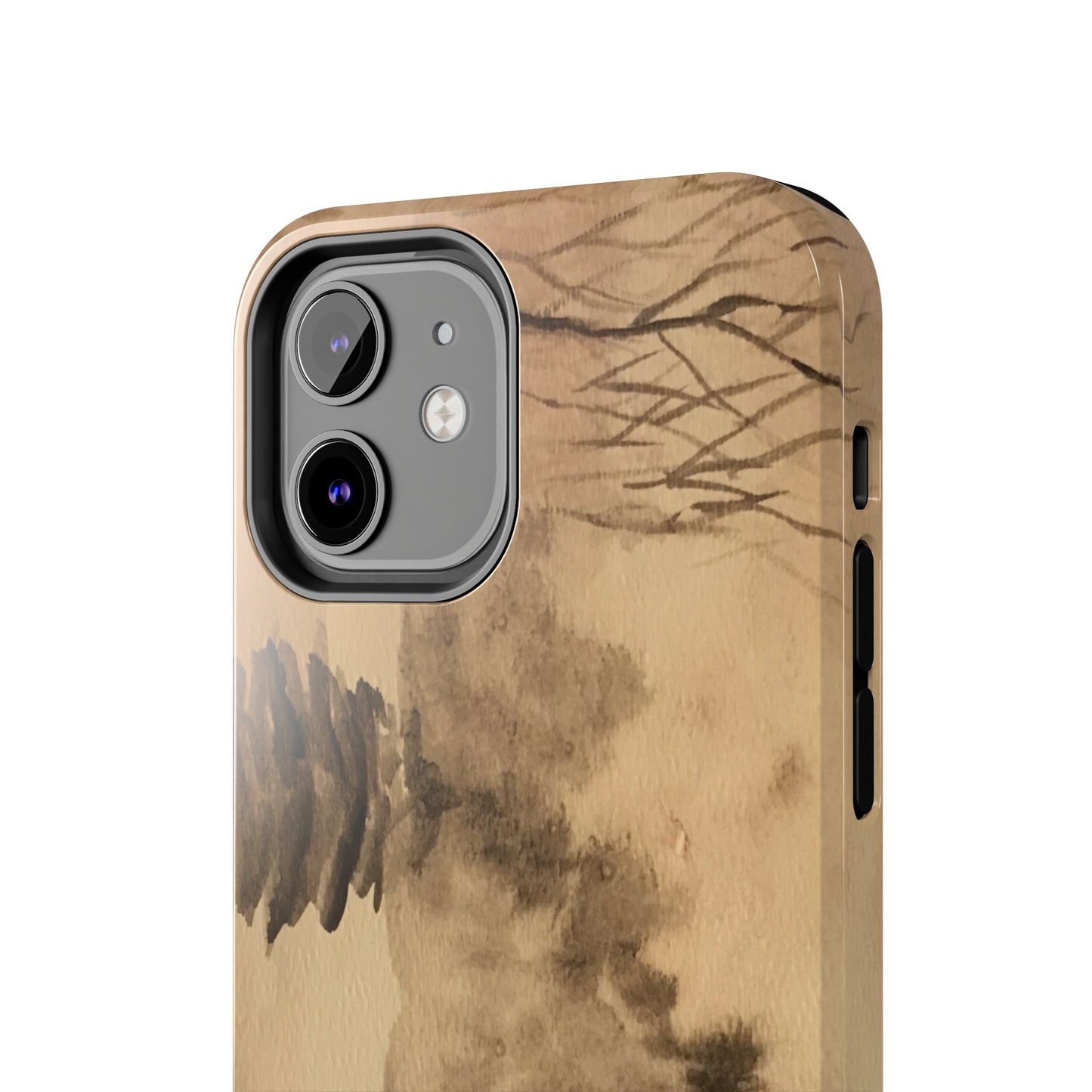 Winter Scene Tough Phone Cases, iPhone & Samsung cases, wireless charging, pine trees, snow, original watercolor artwork, gifts, Christmas