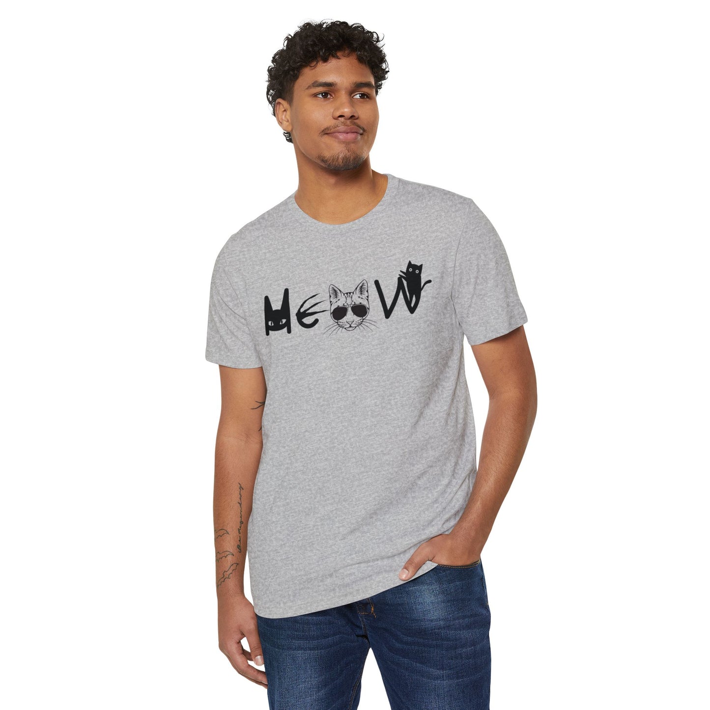 Meow Cats Recycled T-Shirt, Unisex Cat Lover Tee, Eco-Friendly Clothing, Animal Print Shirt, Sustainable Fashion Gift