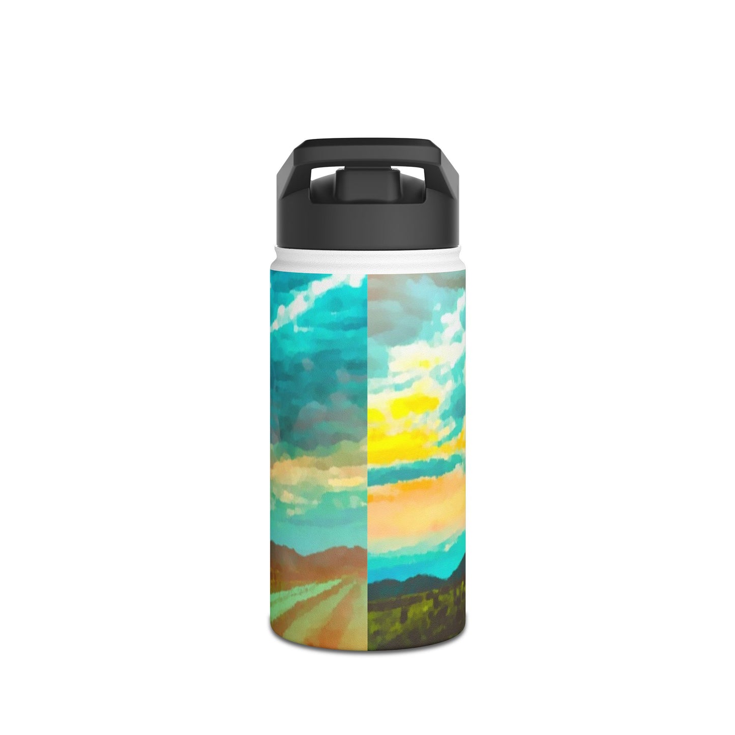 Wyoming Landscape Stainless Steel Water Bottle, Nature, America, Western, Artwork, Mountains, Gift, Sky, Colorful, Clouds, Sunset, Travel
