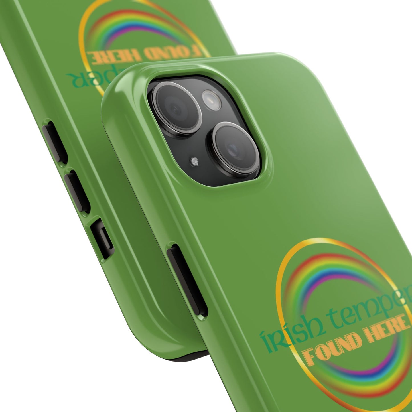 Green Irish Temper Found Here Tough Phone Cases, iPhone & Samsung cases, wireless charging, gifts, St Patricks Day, Birthday, Christmas