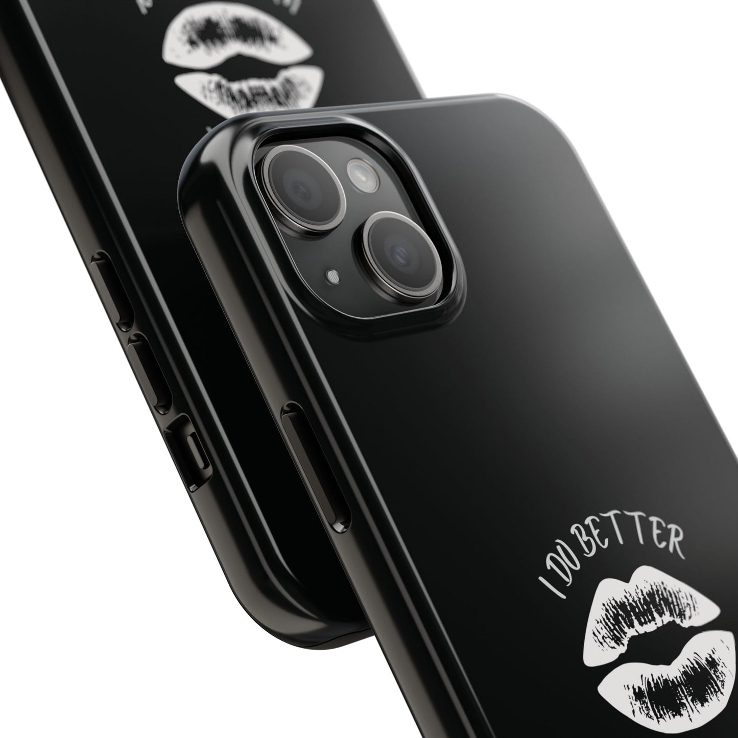 Glamorous Lipstick Tough Phone Cases - Empowered Gifts, Sassy Wireless Charging Cover, Fun Lips Samsung & iPhone Cases, Black Design